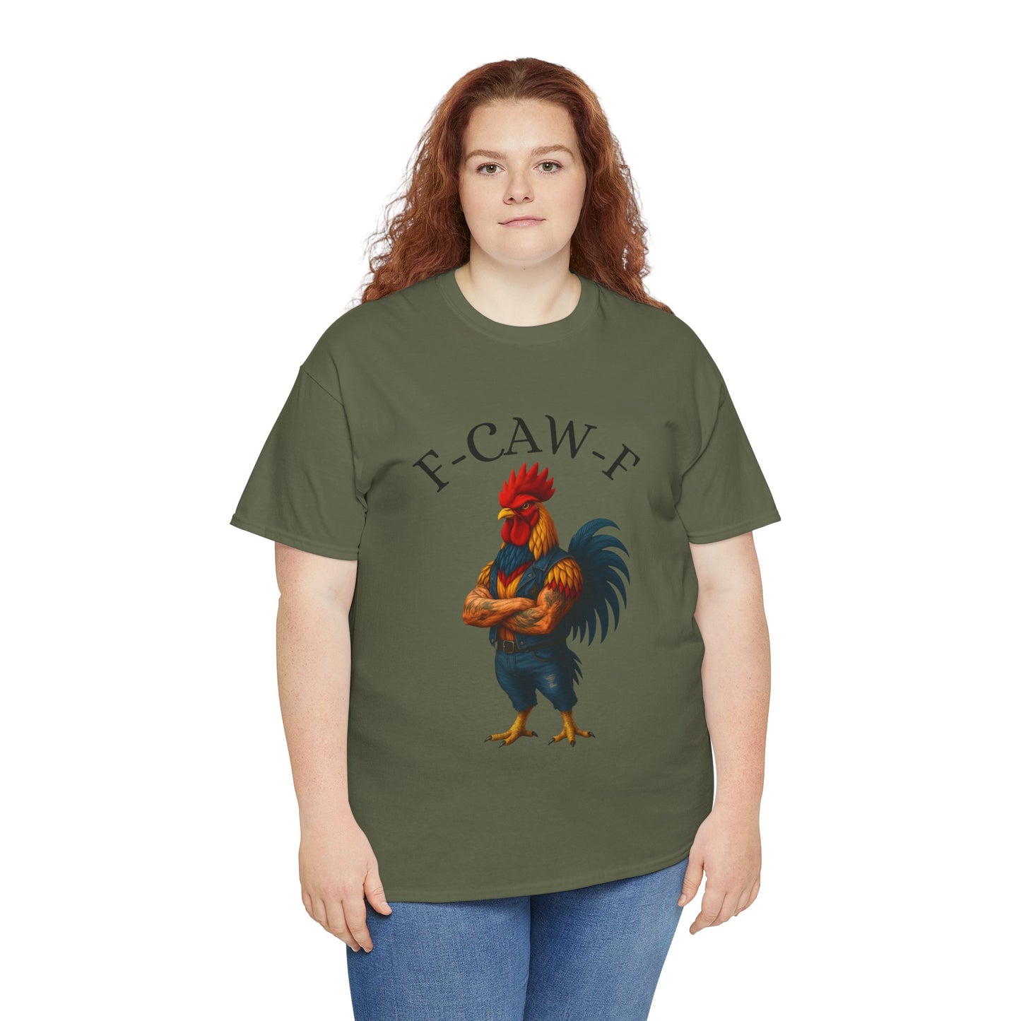 F-CAW-F Rooster Graphic Tee — Funny Rooster Illustration Shirt