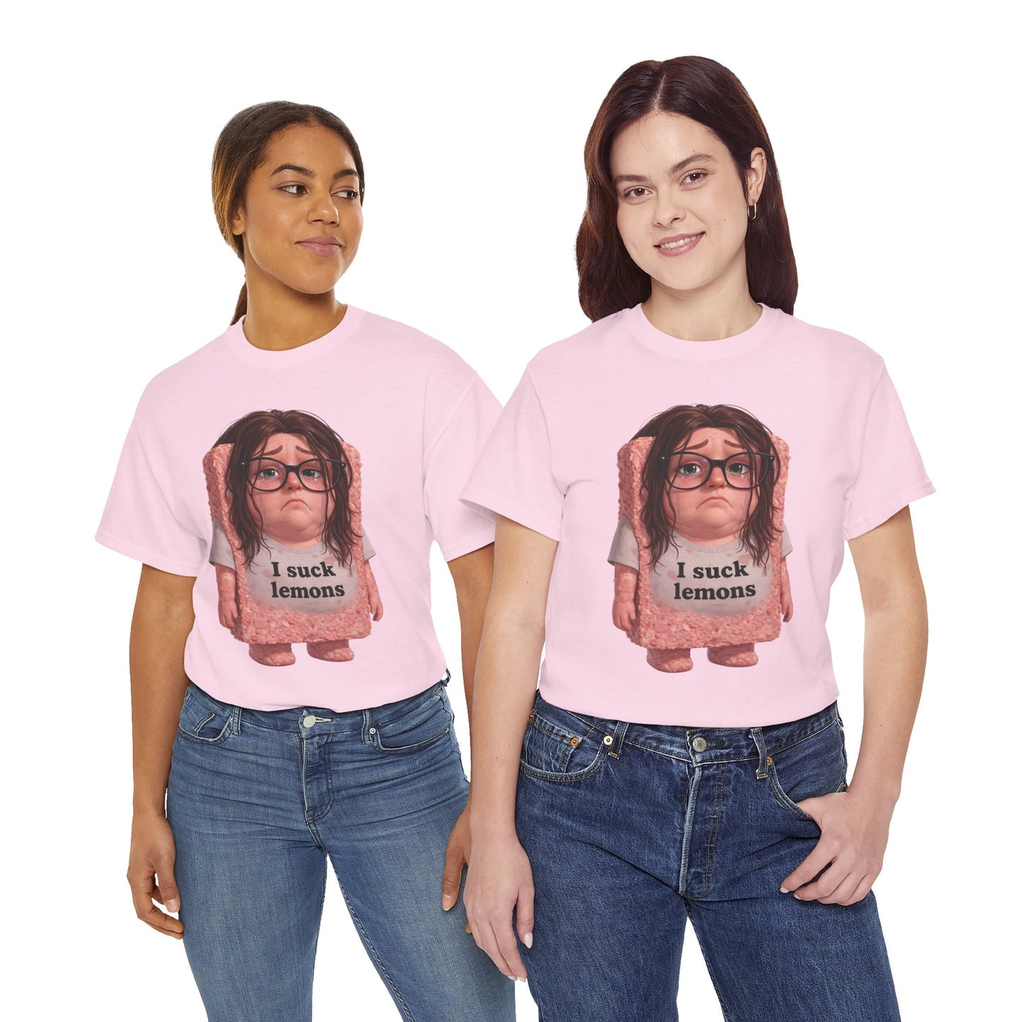 Graphic Tee — Cute Sad SPAM  Character with 'I suck lemons' Slogan