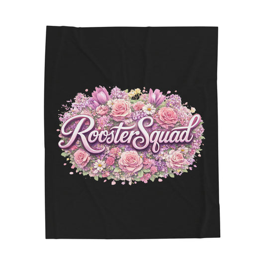 Rooster Squad Floral Velveteen Plush Blanket