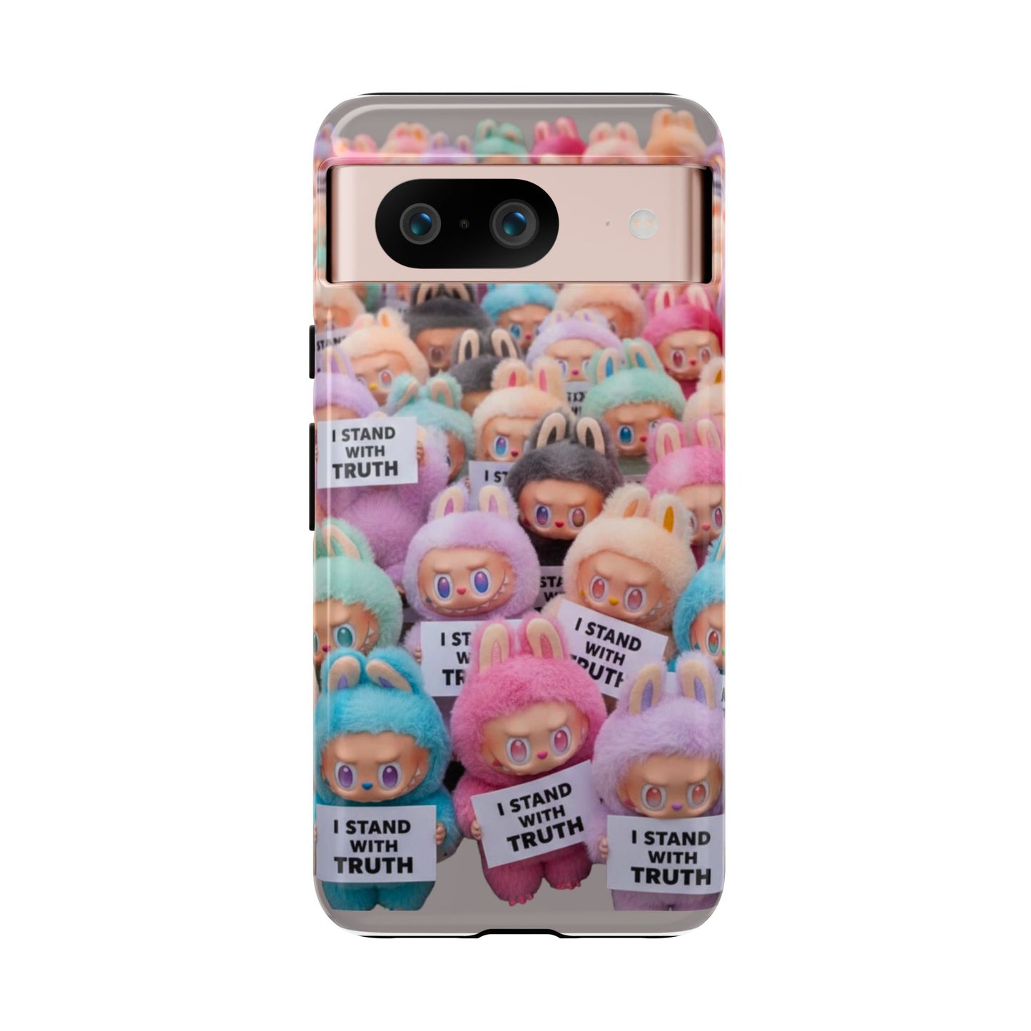 Cute Labubu  Phone Case — "I Stand With Truth" Pastel Doll Design