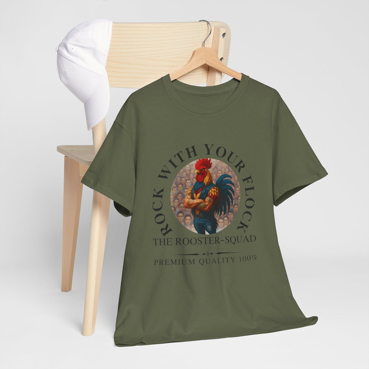 Rooster Squad Tee — "Rock With Your Flock" Vintage Rooster Graphic T-Shirt