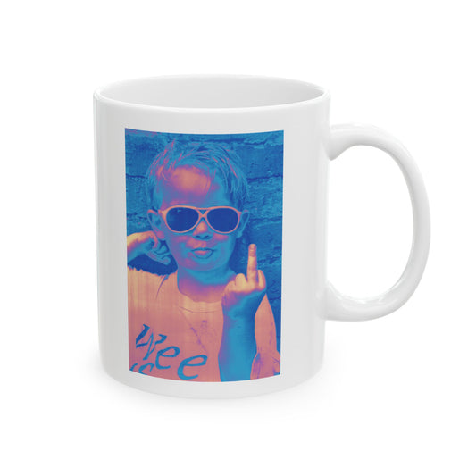 Ceramic Mug — Bright Middle Finger Girl with “#FUBJ”