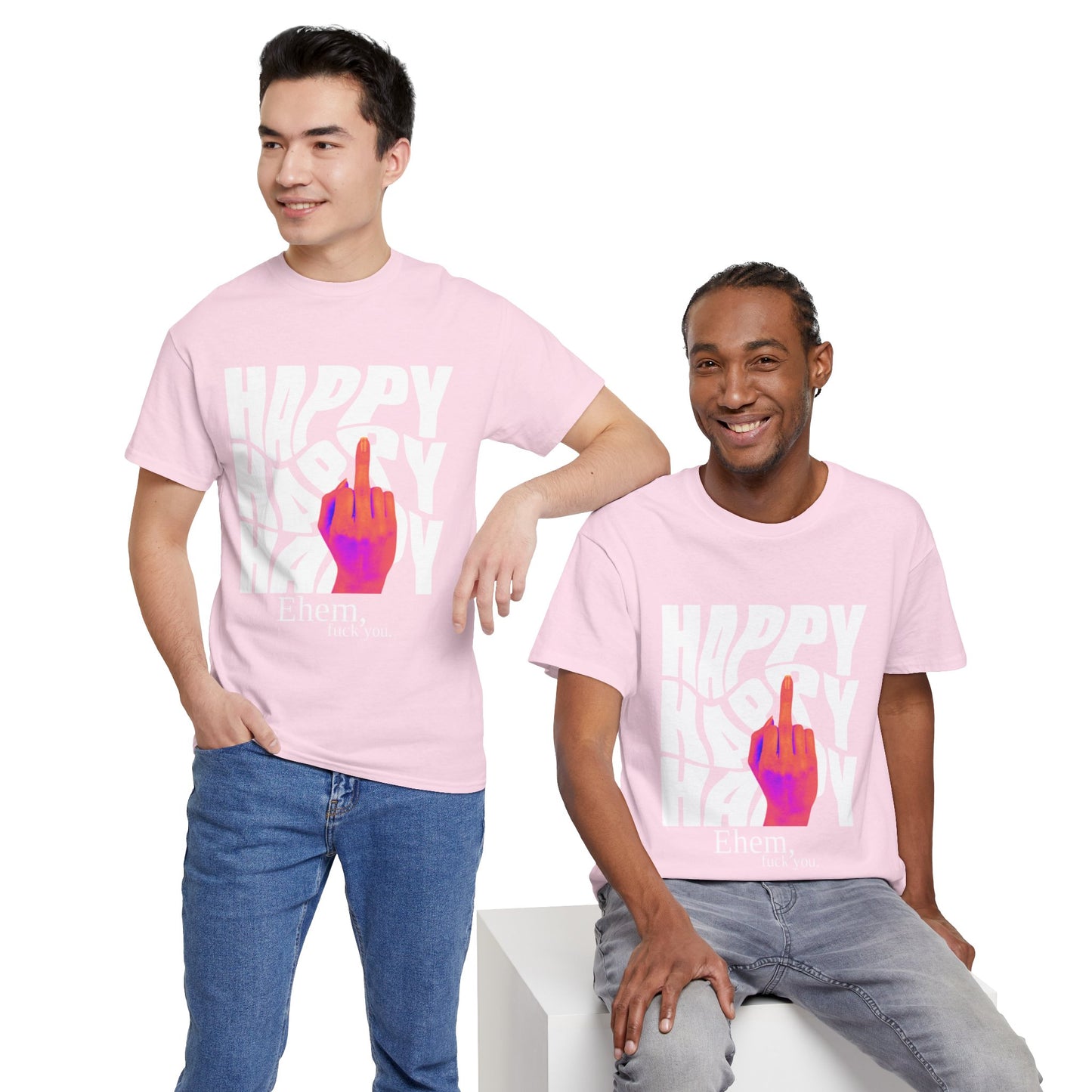 Happy Middle Finger Tee — "Ehem, fuck you." Graphic T-Shirt