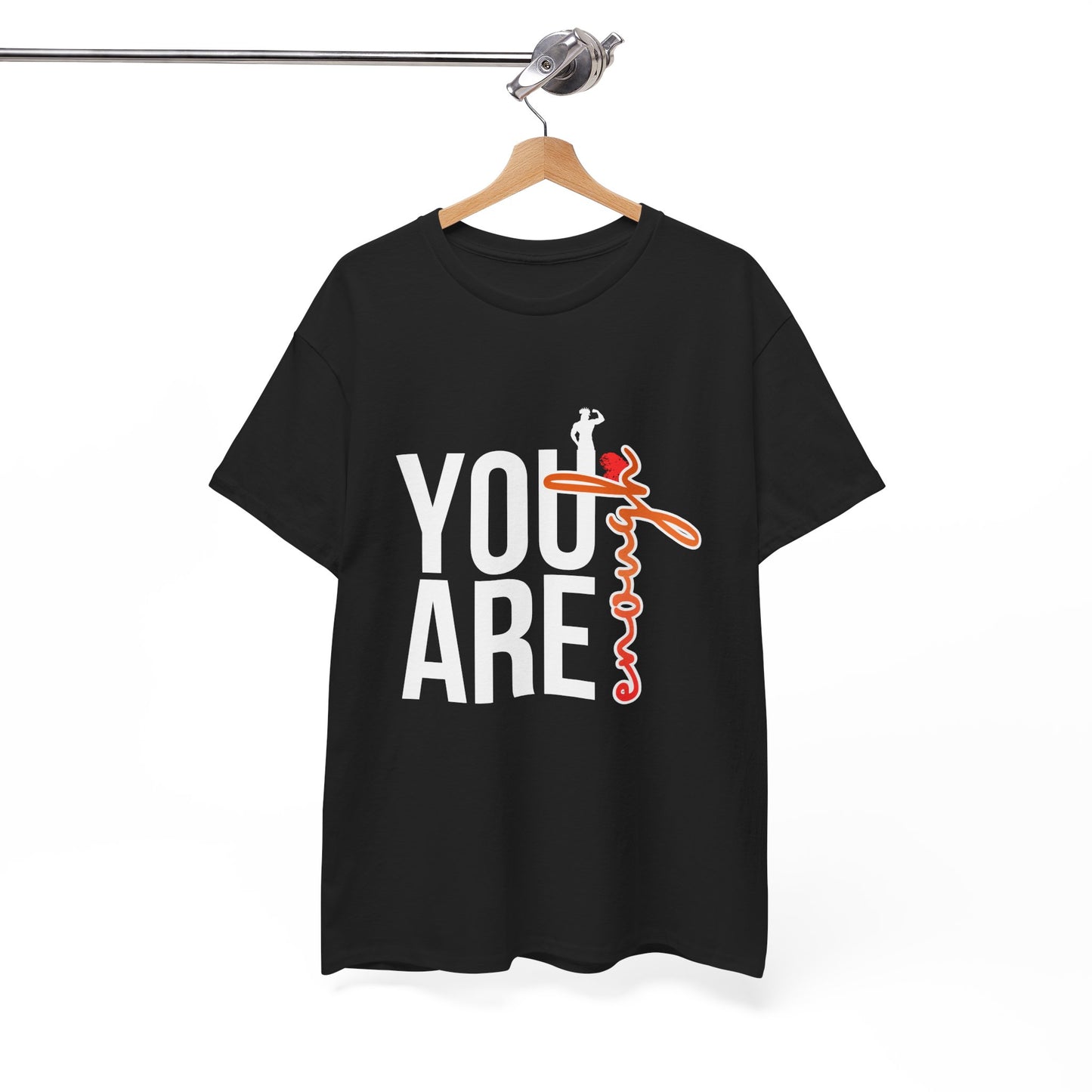 Enough Vertical Script Tee — Minimal Motivational Graphic T-Shirt