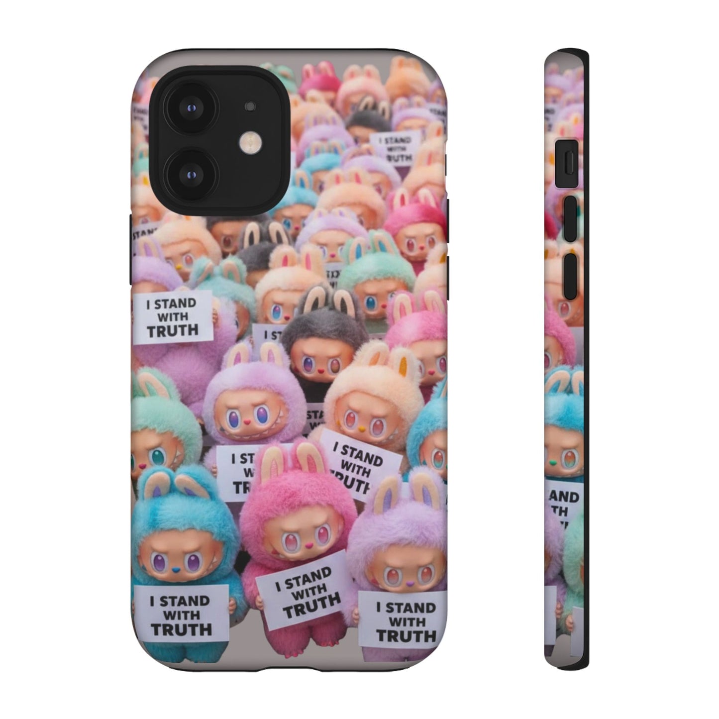 Cute Labubu  Phone Case — "I Stand With Truth" Pastel Doll Design