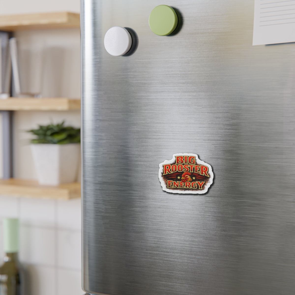 Big Rooster Energy Die-Cut Magnet — Vintage Rooster Fridge Sticker