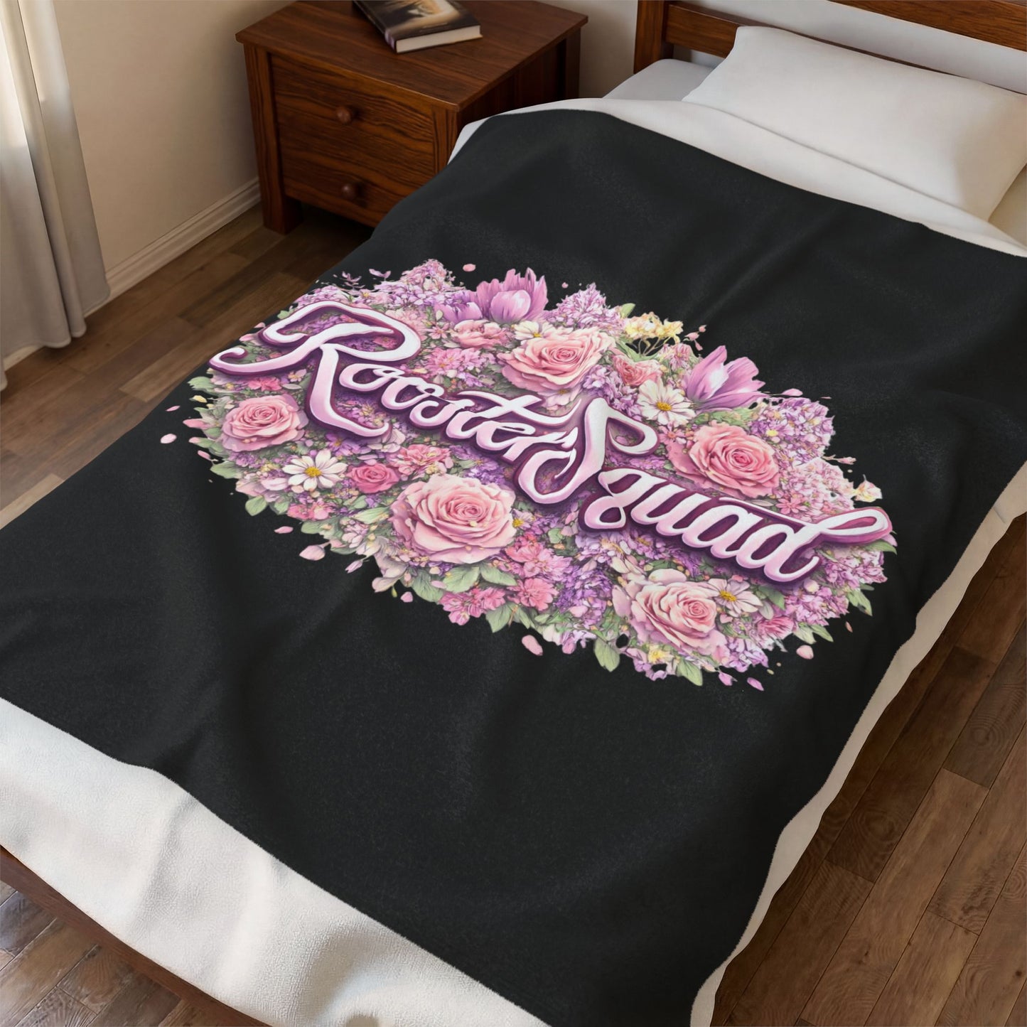 Rooster Squad Floral Velveteen Plush Blanket