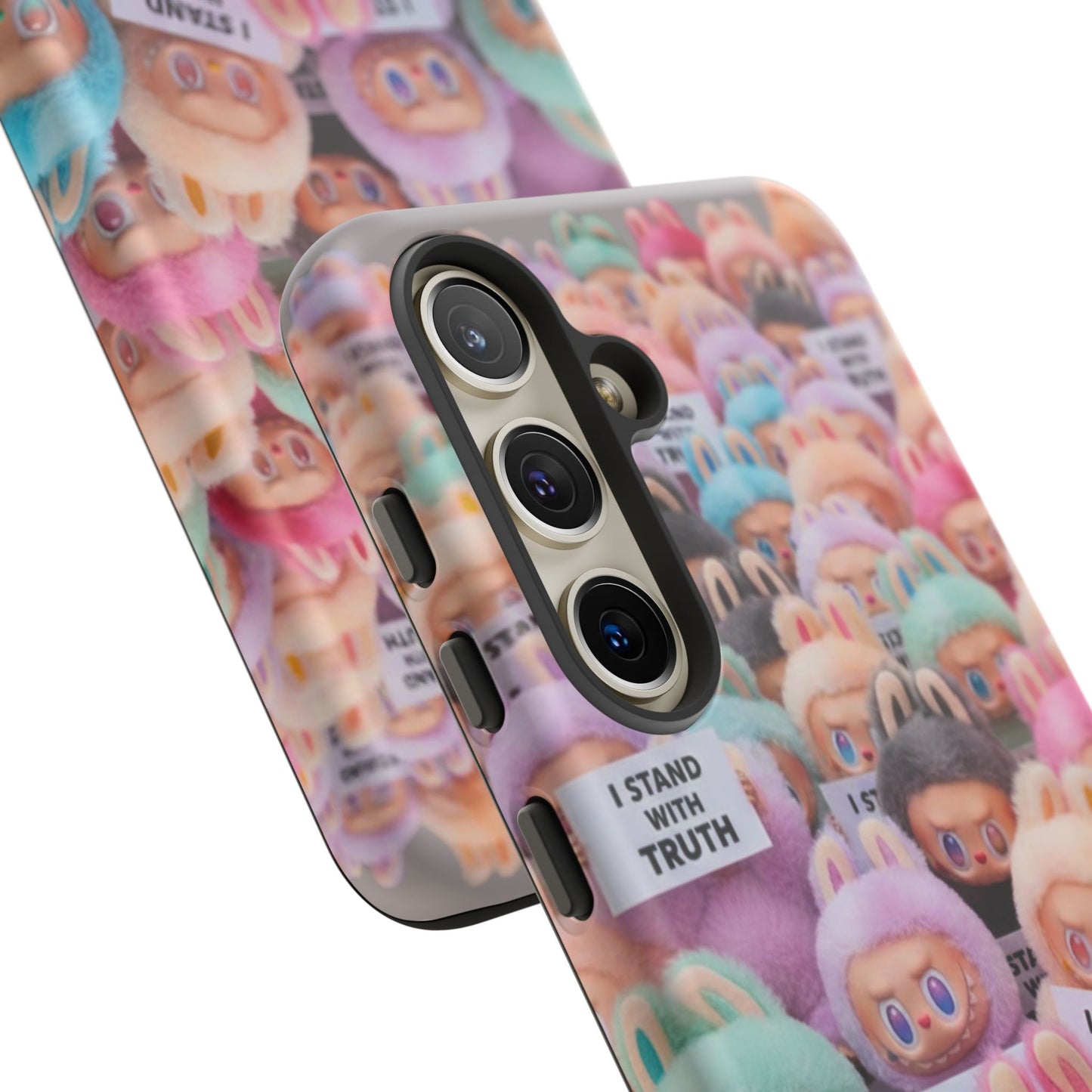 Cute Labubu  Phone Case — "I Stand With Truth" Pastel Doll Design