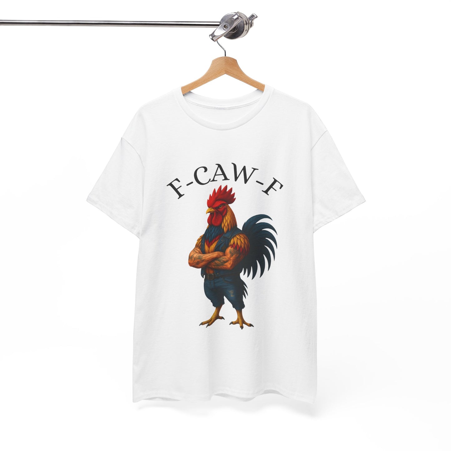 F-CAW-F Rooster Graphic Tee — Funny Rooster Illustration Shirt