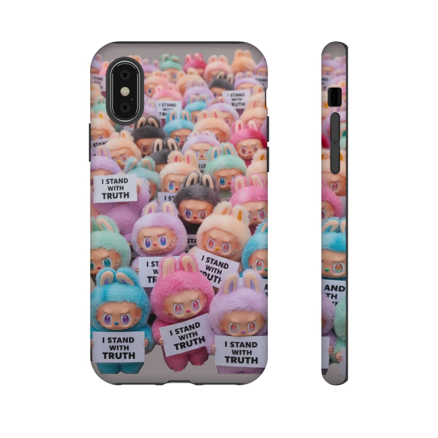 Cute Labubu  Phone Case — "I Stand With Truth" Pastel Doll Design