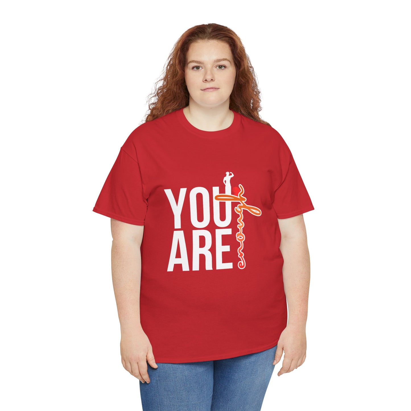 Enough Vertical Script Tee — Minimal Motivational Graphic T-Shirt