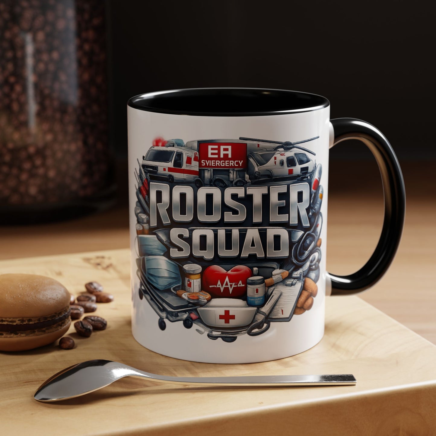 Rooster Squad Emergency Medical Coffee Mug — EMT Paramedic Rescue Accent Mug (11/15oz)