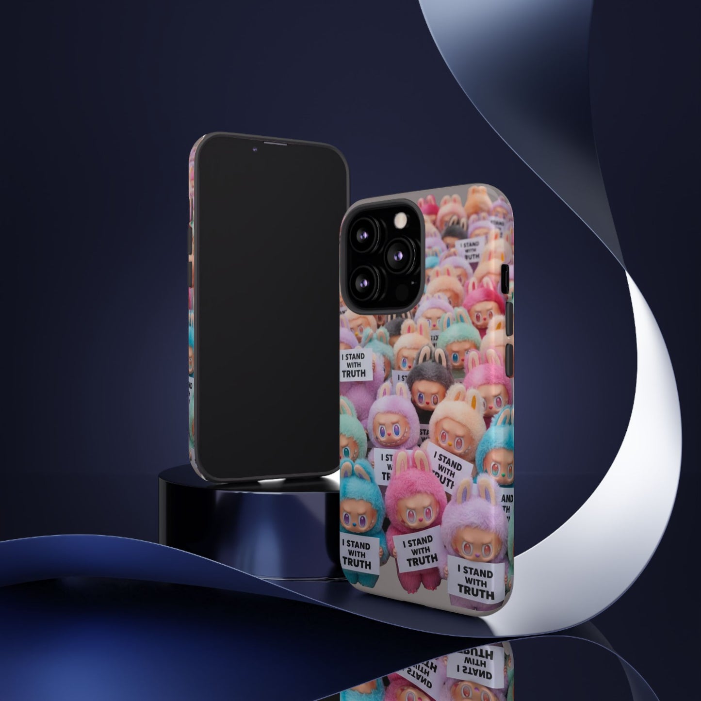 Cute Labubu  Phone Case — "I Stand With Truth" Pastel Doll Design