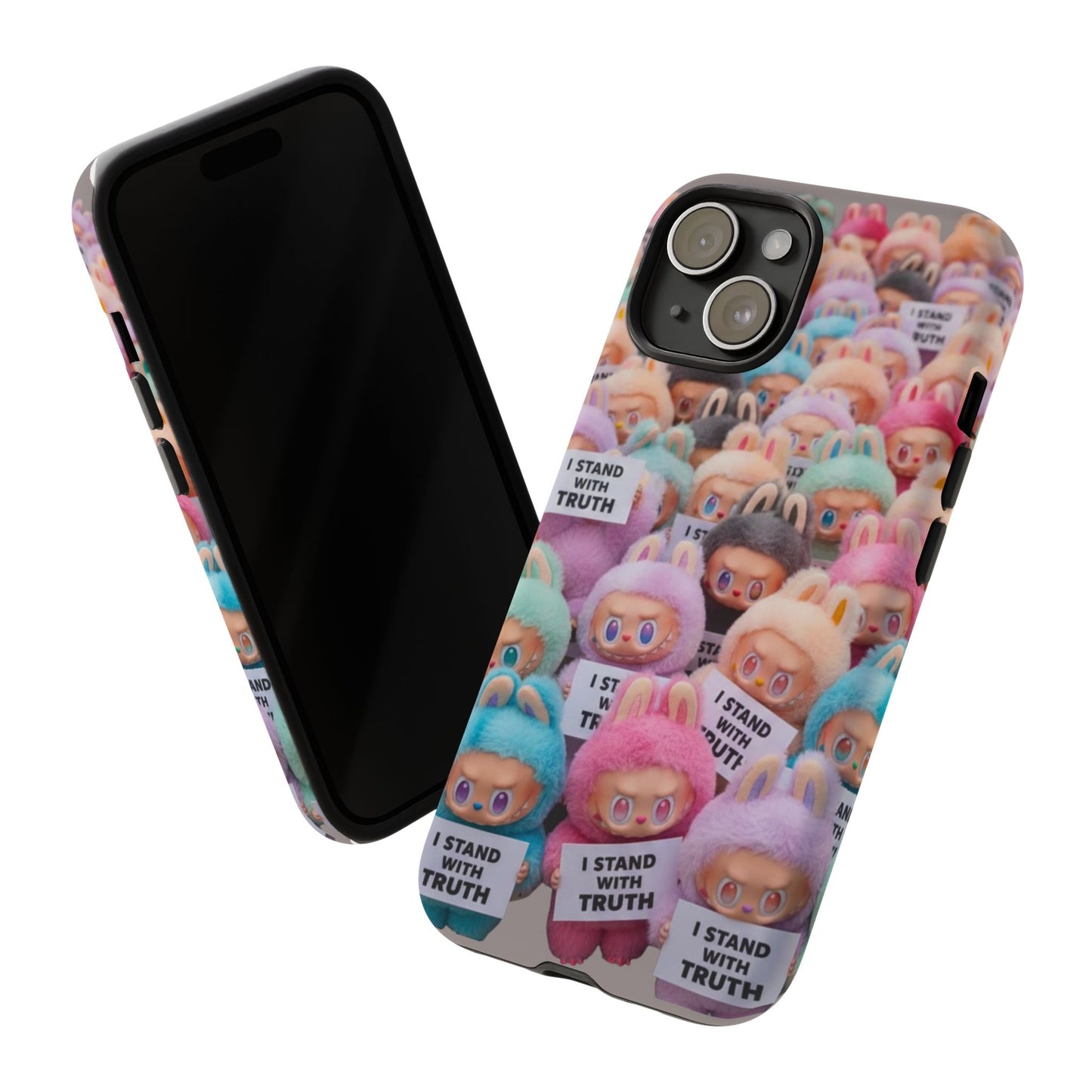 Cute Labubu  Phone Case — "I Stand With Truth" Pastel Doll Design