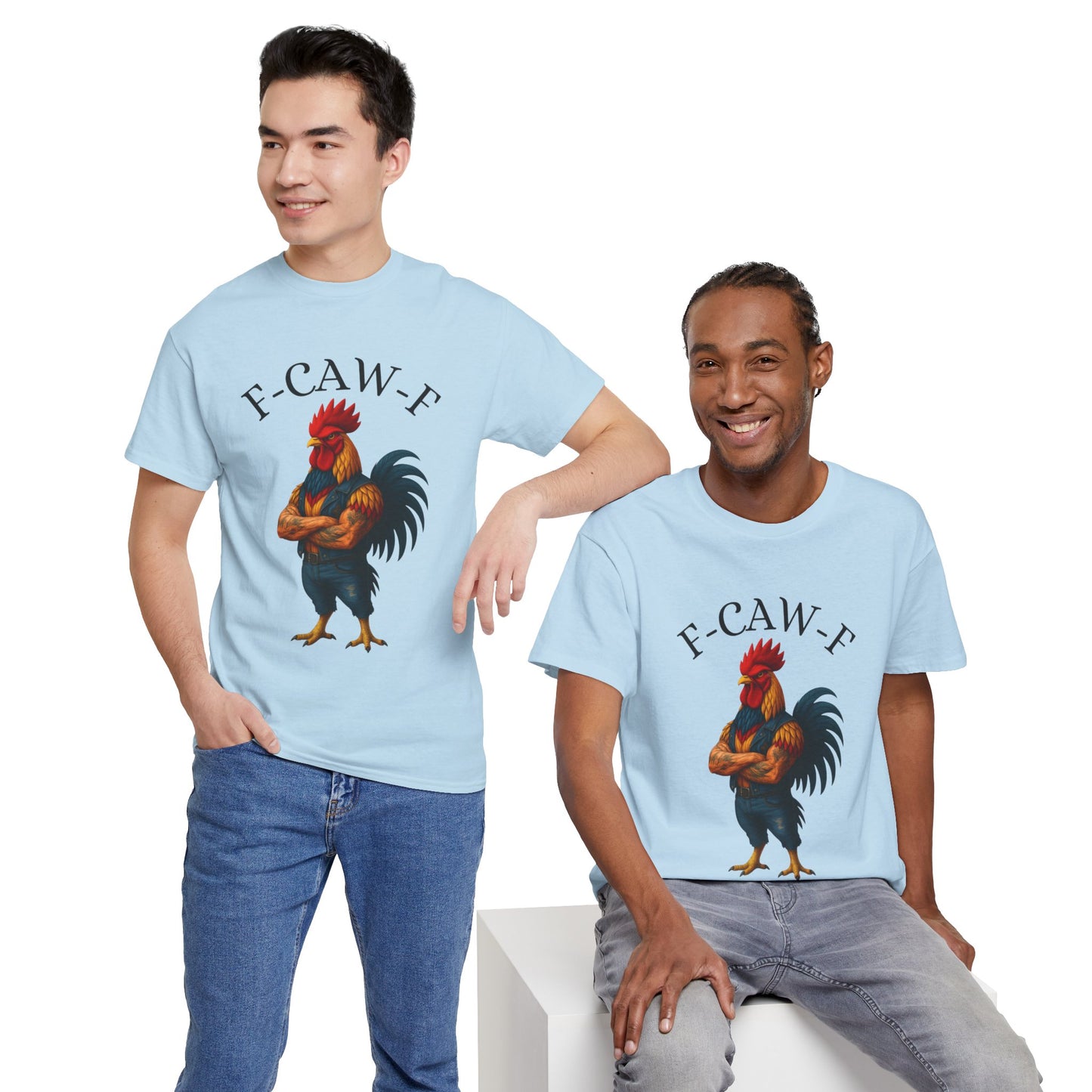F-CAW-F Rooster Graphic Tee — Funny Rooster Illustration Shirt