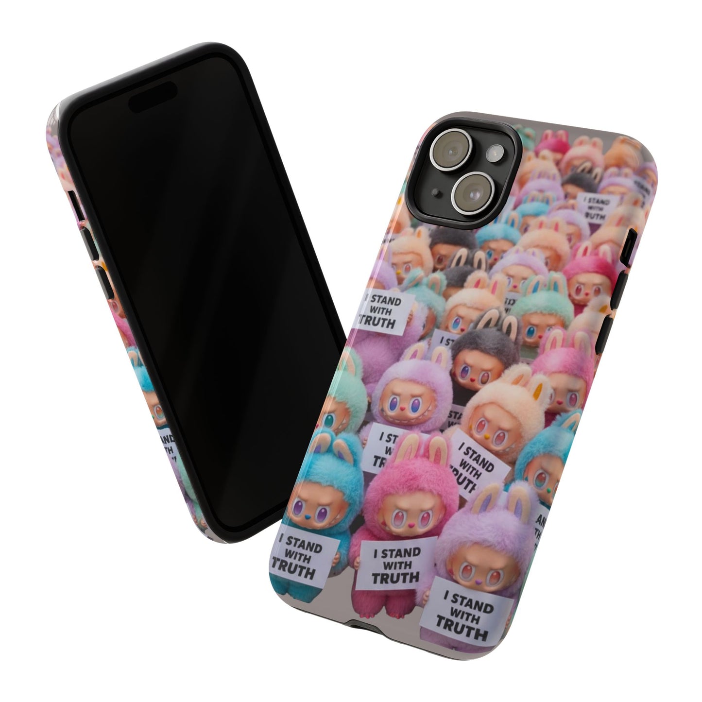 Cute Labubu  Phone Case — "I Stand With Truth" Pastel Doll Design
