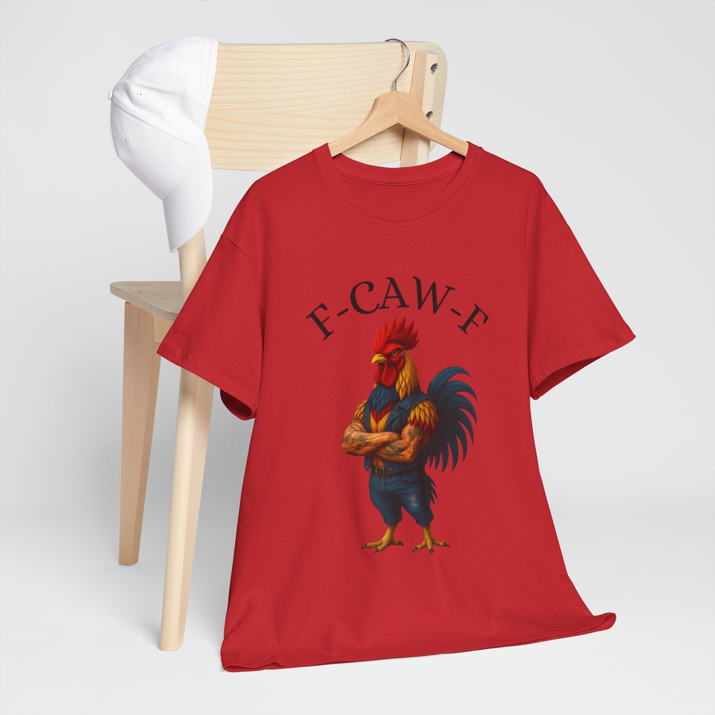 F-CAW-F Rooster Graphic Tee — Funny Rooster Illustration Shirt