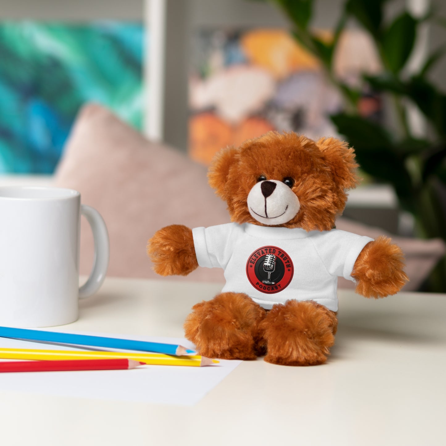 Elevated Truth Podcast Logo Teddy Bear with 'Disaster Zone' Tee — Plush Gift for Fans