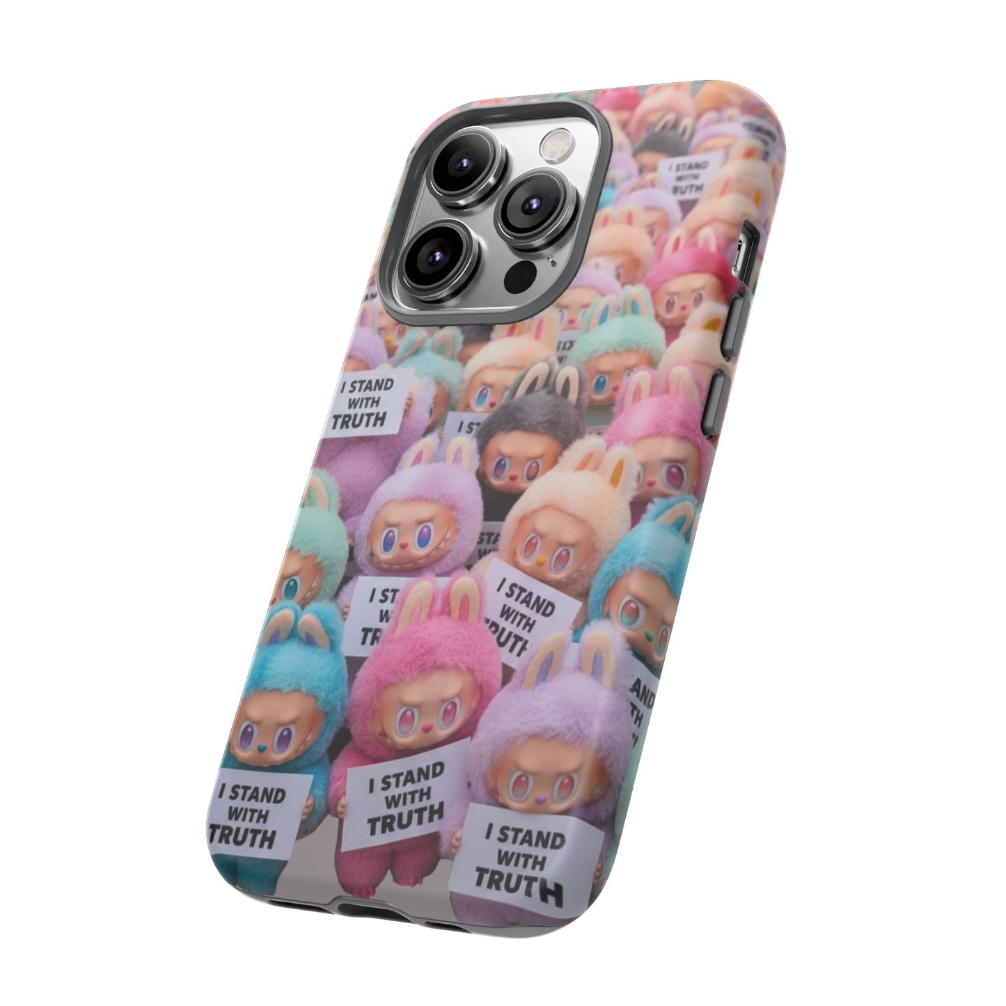 Cute Labubu  Phone Case — "I Stand With Truth" Pastel Doll Design