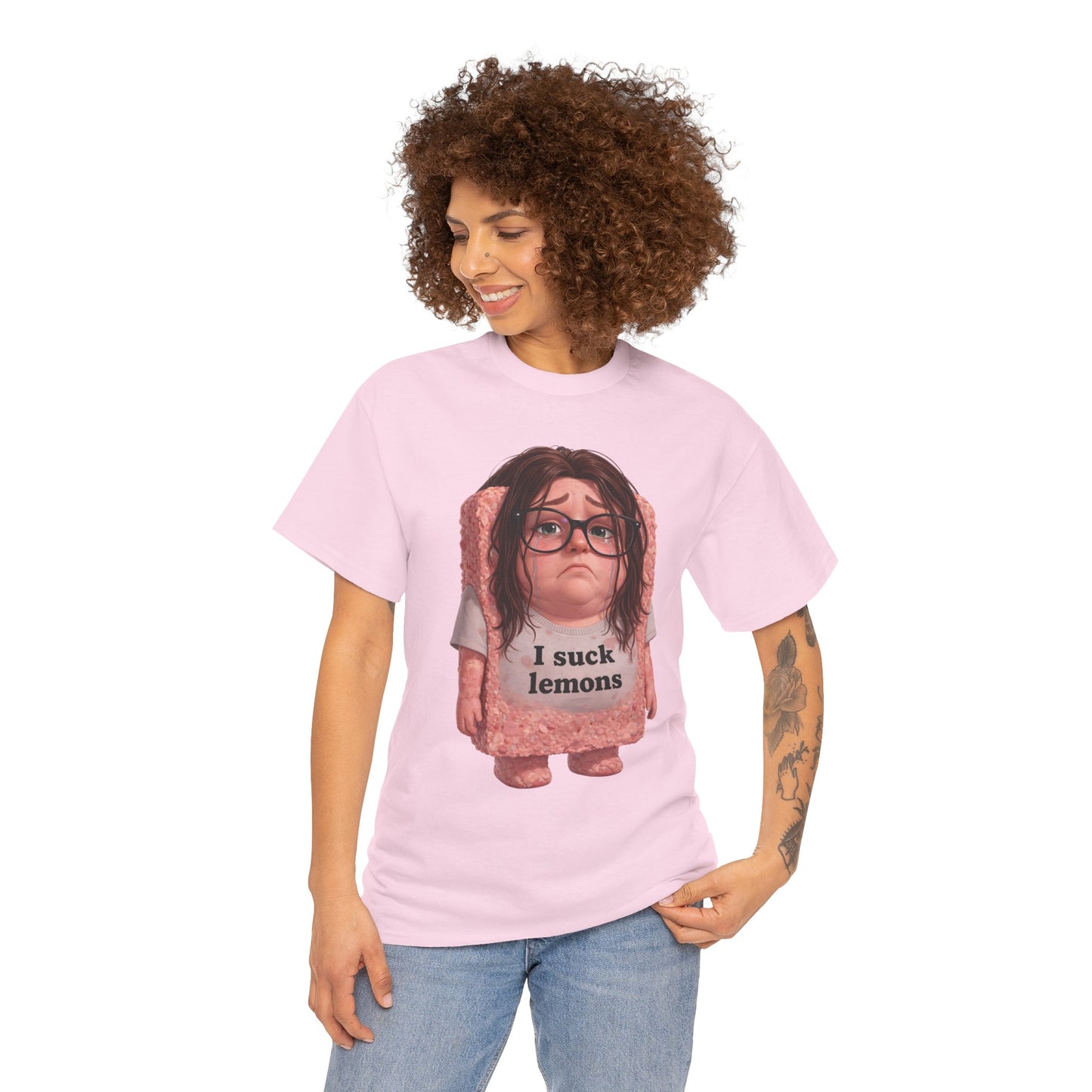 Graphic Tee — Cute Sad SPAM  Character with 'I suck lemons' Slogan