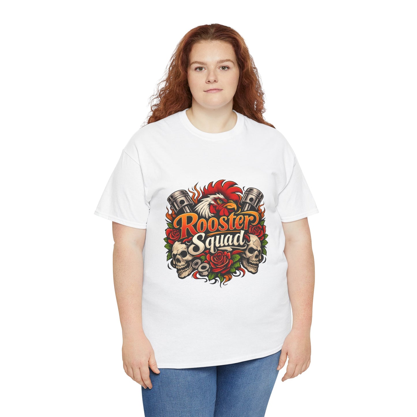 Rooster Squad Graphic Tee — Retro Skull & Pistons Vintage Motorcycle Shirt