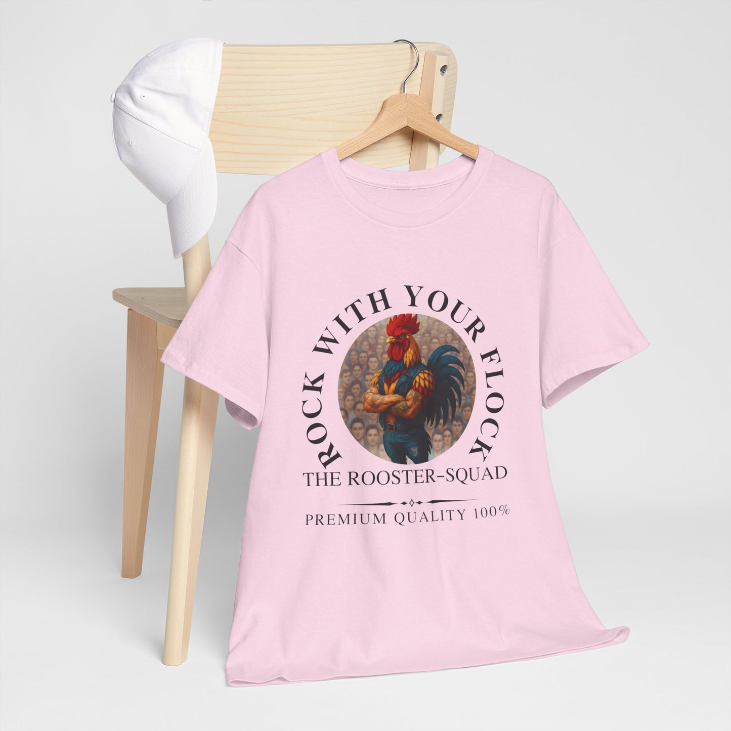 Rooster Squad Tee — "Rock With Your Flock" Vintage Rooster Graphic T-Shirt