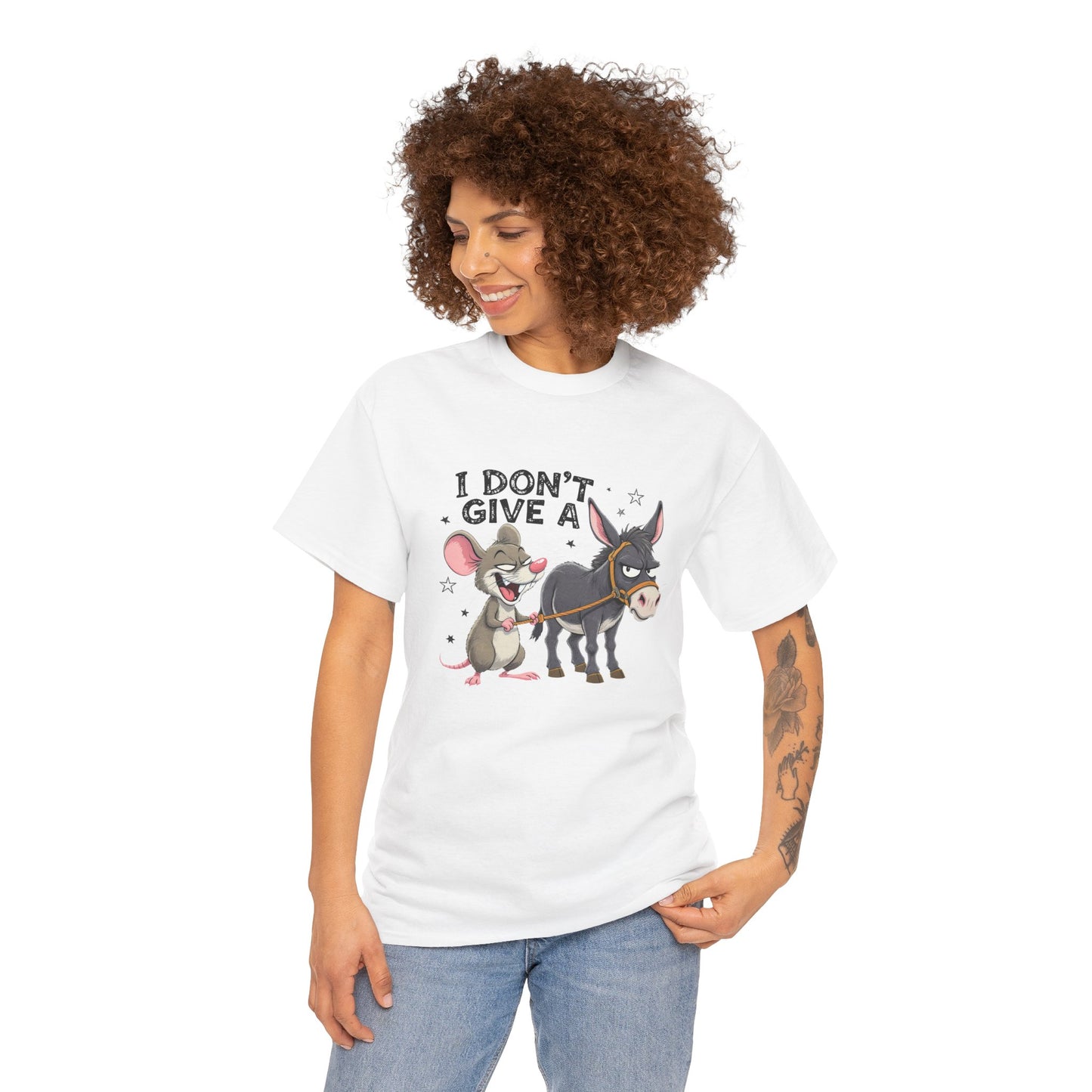 I Don't Give A  Rat's Ass T-Shirt — Funny Donkey & Mouse Graphic Tee