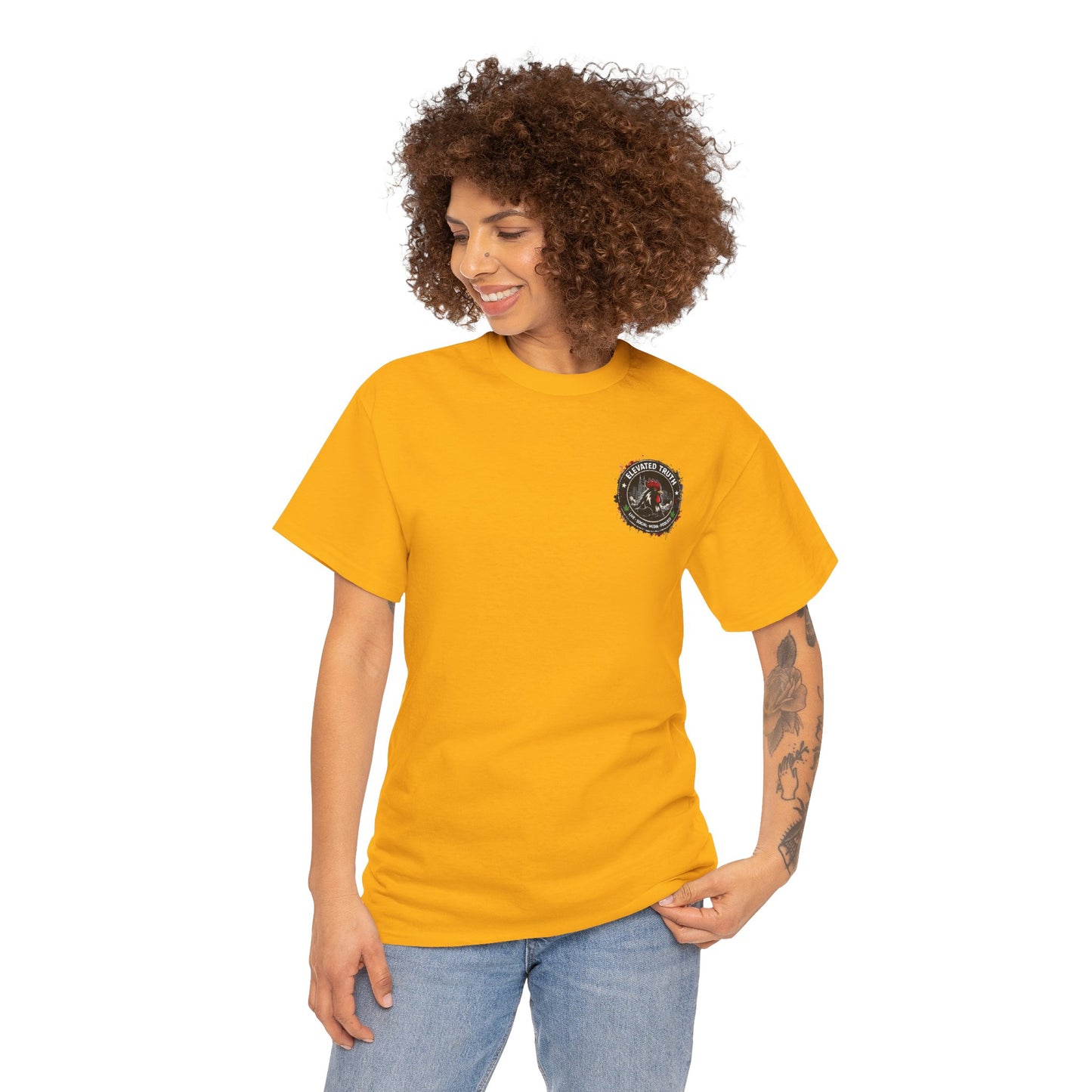 Rooster Squad Graphic Tee — Vintage Firefighter-Style Back Print