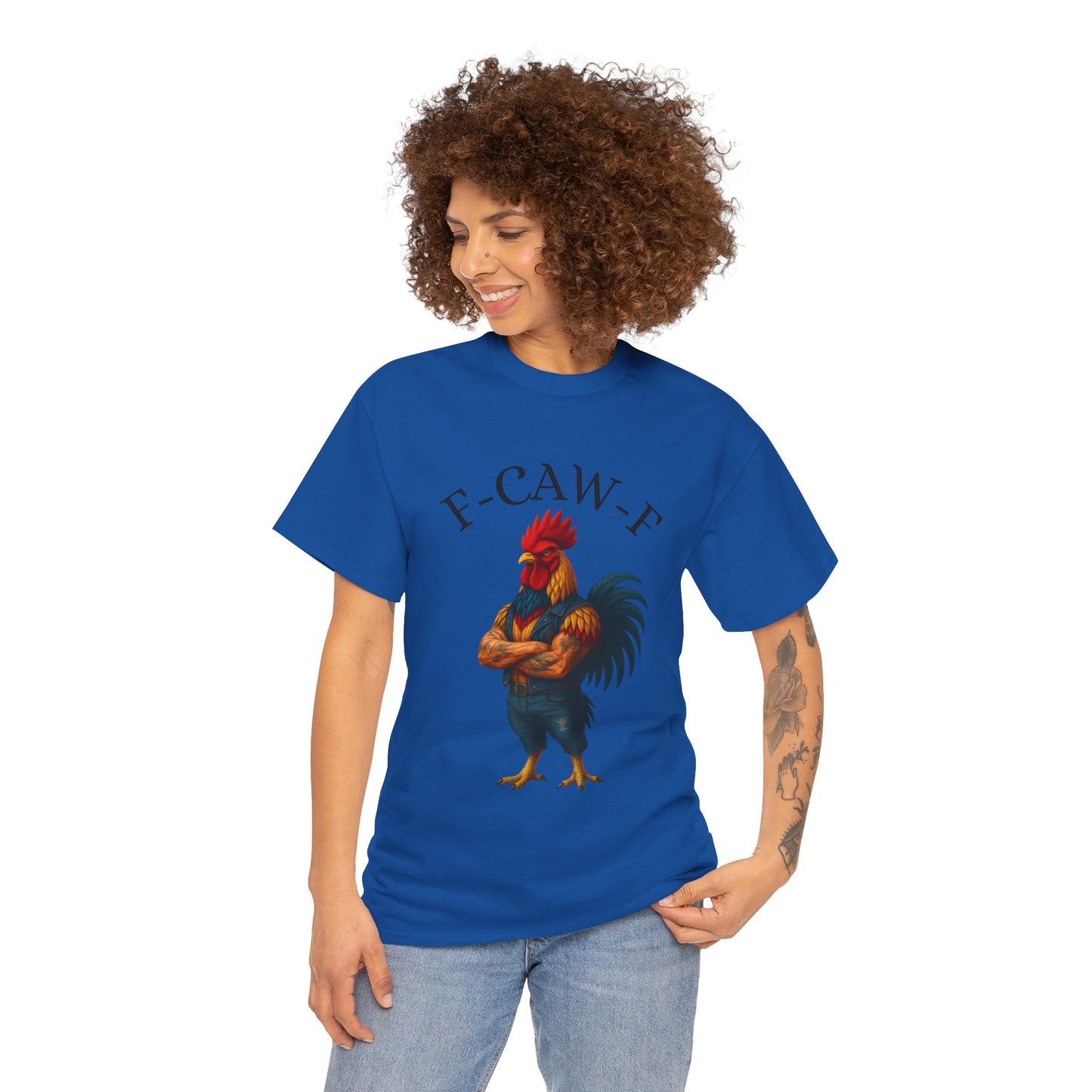 F-CAW-F Rooster Graphic Tee — Funny Rooster Illustration Shirt