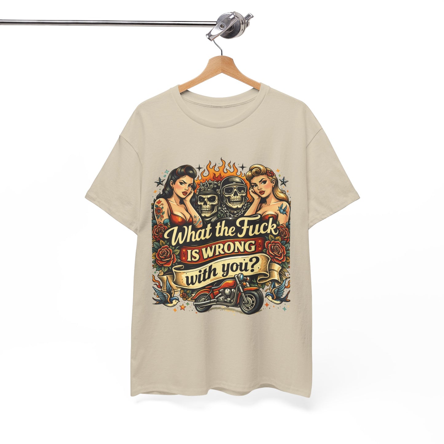 Vintage Skull & Pinup Tattoo Design __What the F*ck Is Wrong With You? Graphic Tee —