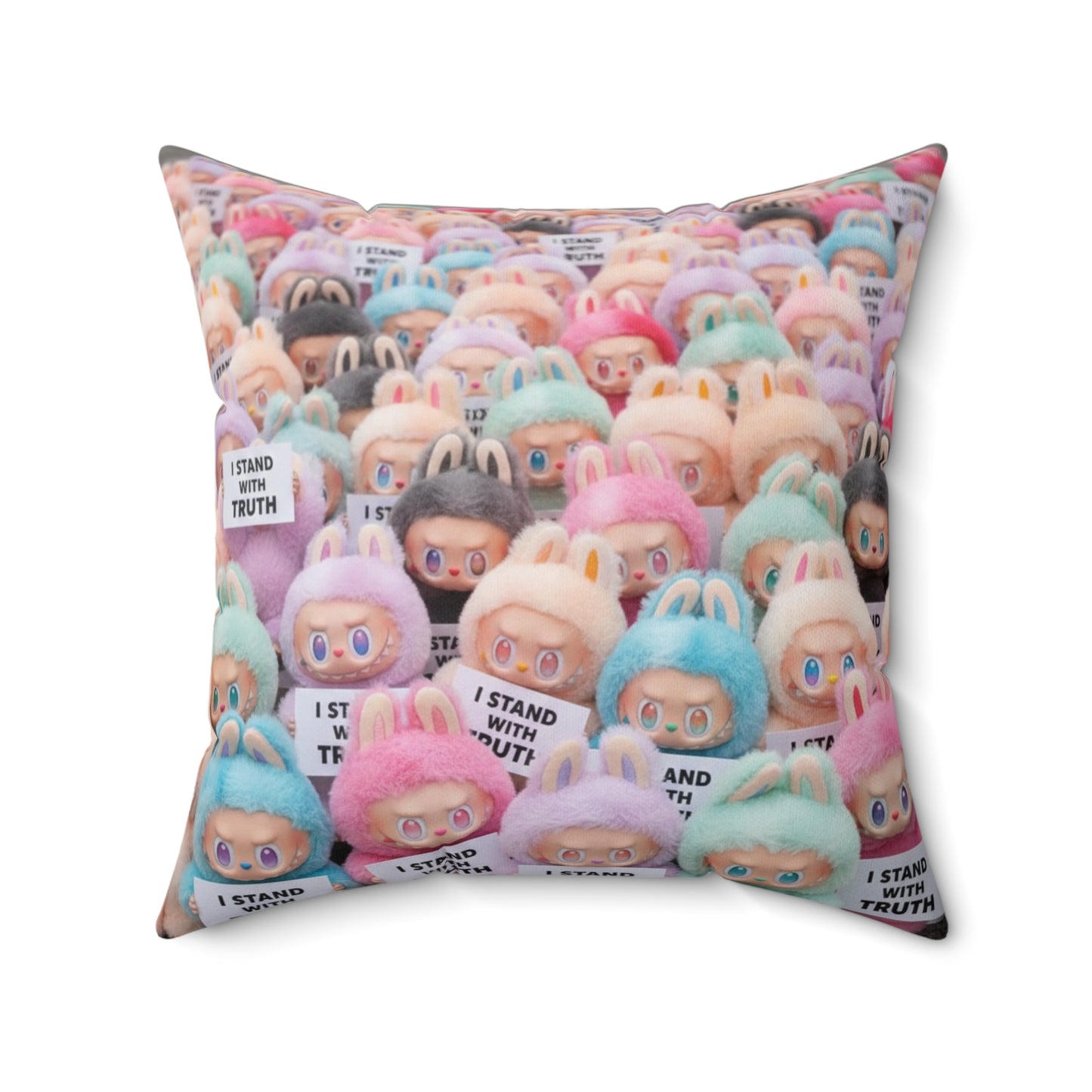 Cute LABUBU Decorative Pillow — "I Stand With Truth"