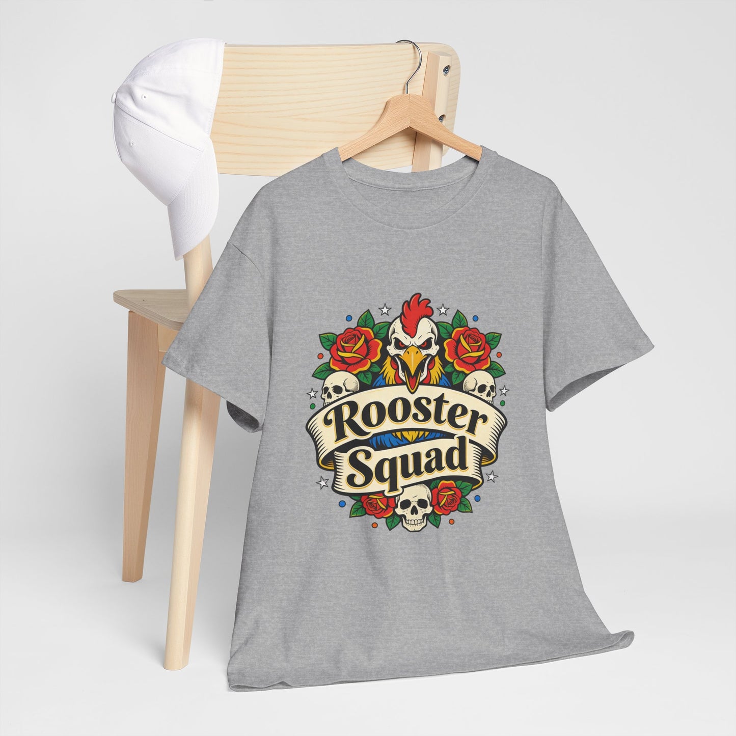 Rooster Squad T-Shirt — Vintage Tattoo Floral Rooster Tee