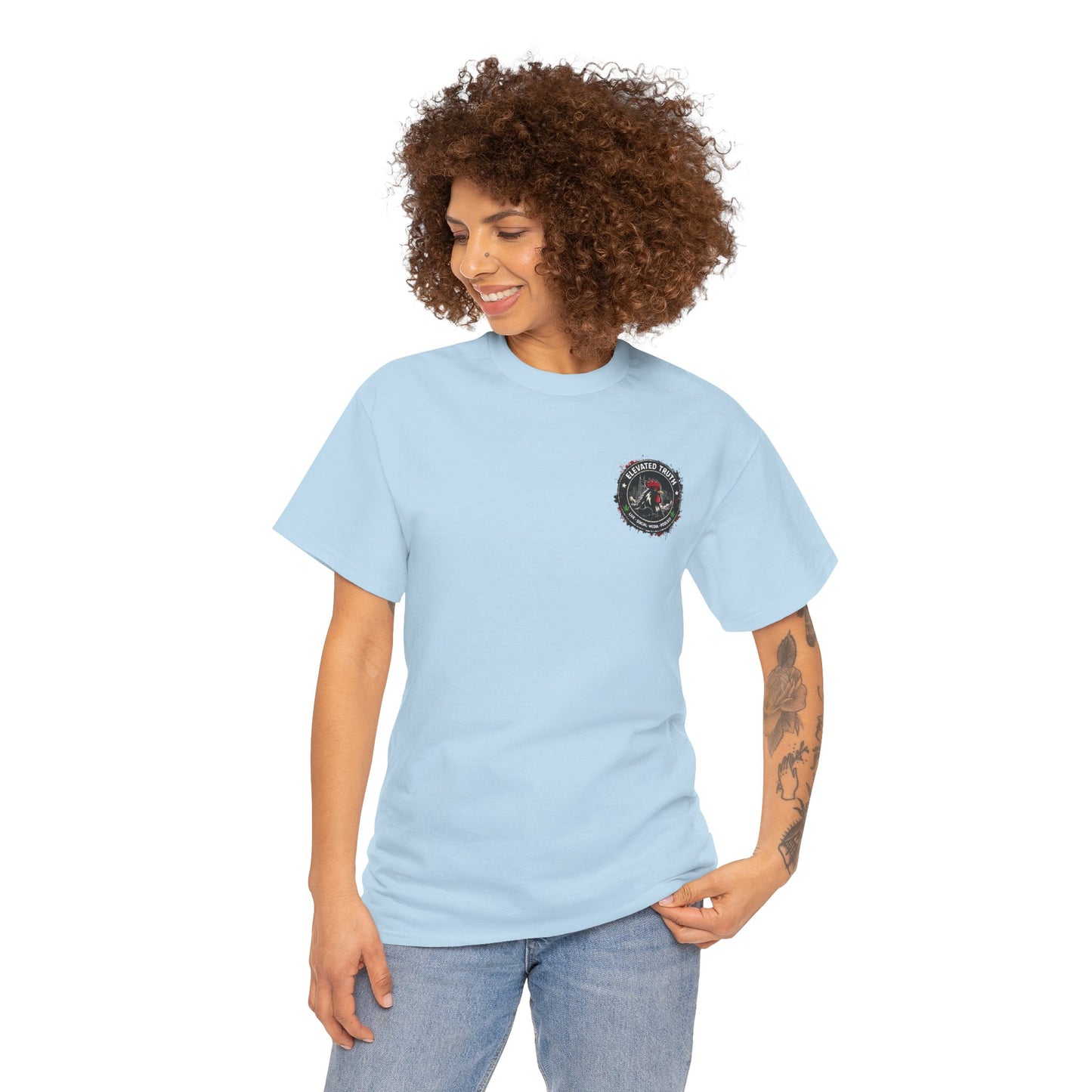 Rooster Squad Graphic Tee — Vintage Firefighter-Style Back Print