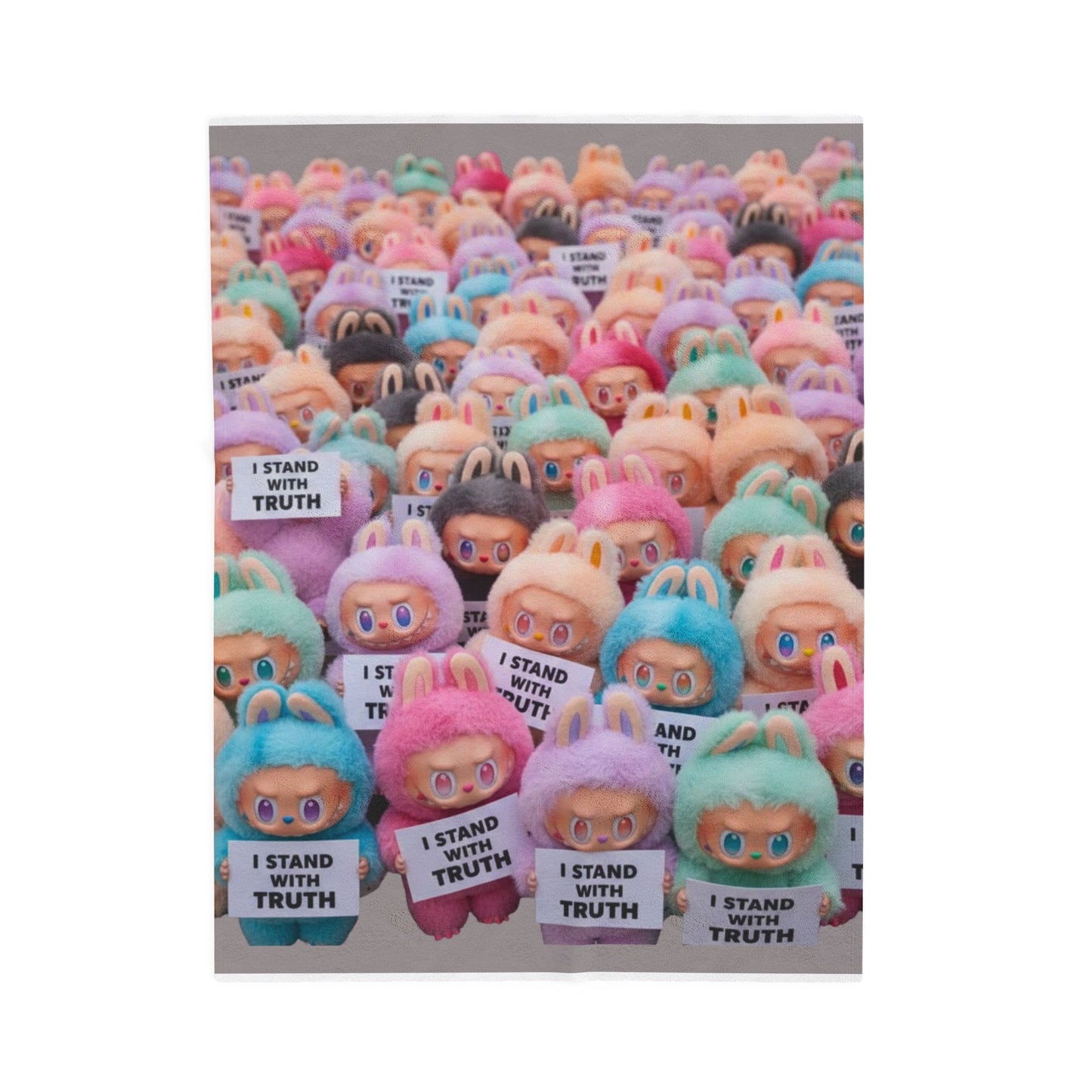 LABUBU  Blanket — Cute Labubu Doll Pattern, "I Stand With Truth" Cozy Throw
