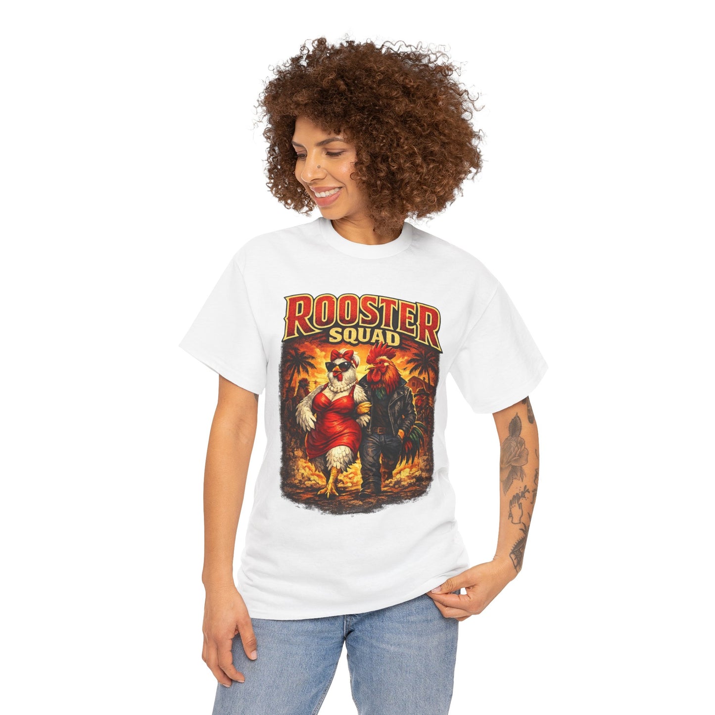 BIG ROOSTER ENERGY: Rooster Squad Vintage Graphic Tee – Retro Tropical Rooster Couple Shirt