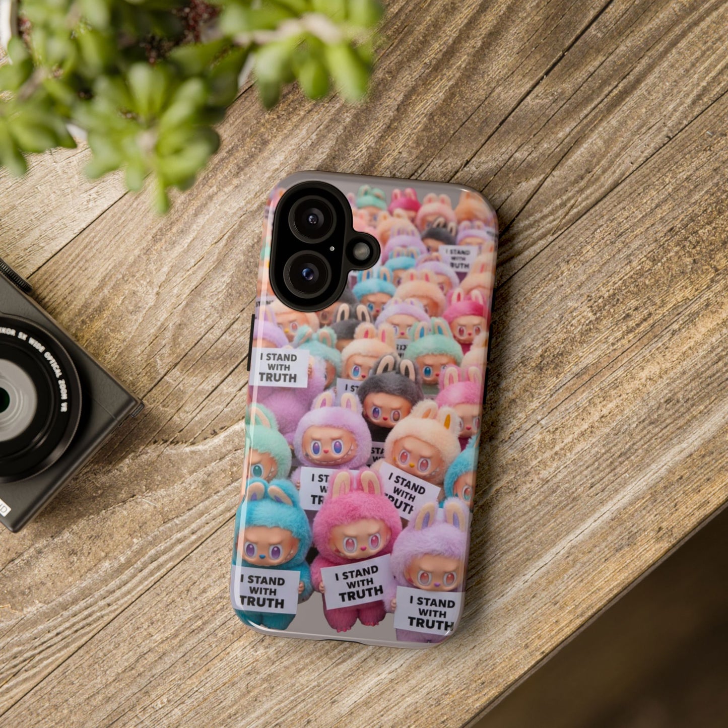 Cute Labubu  Phone Case — "I Stand With Truth" Pastel Doll Design