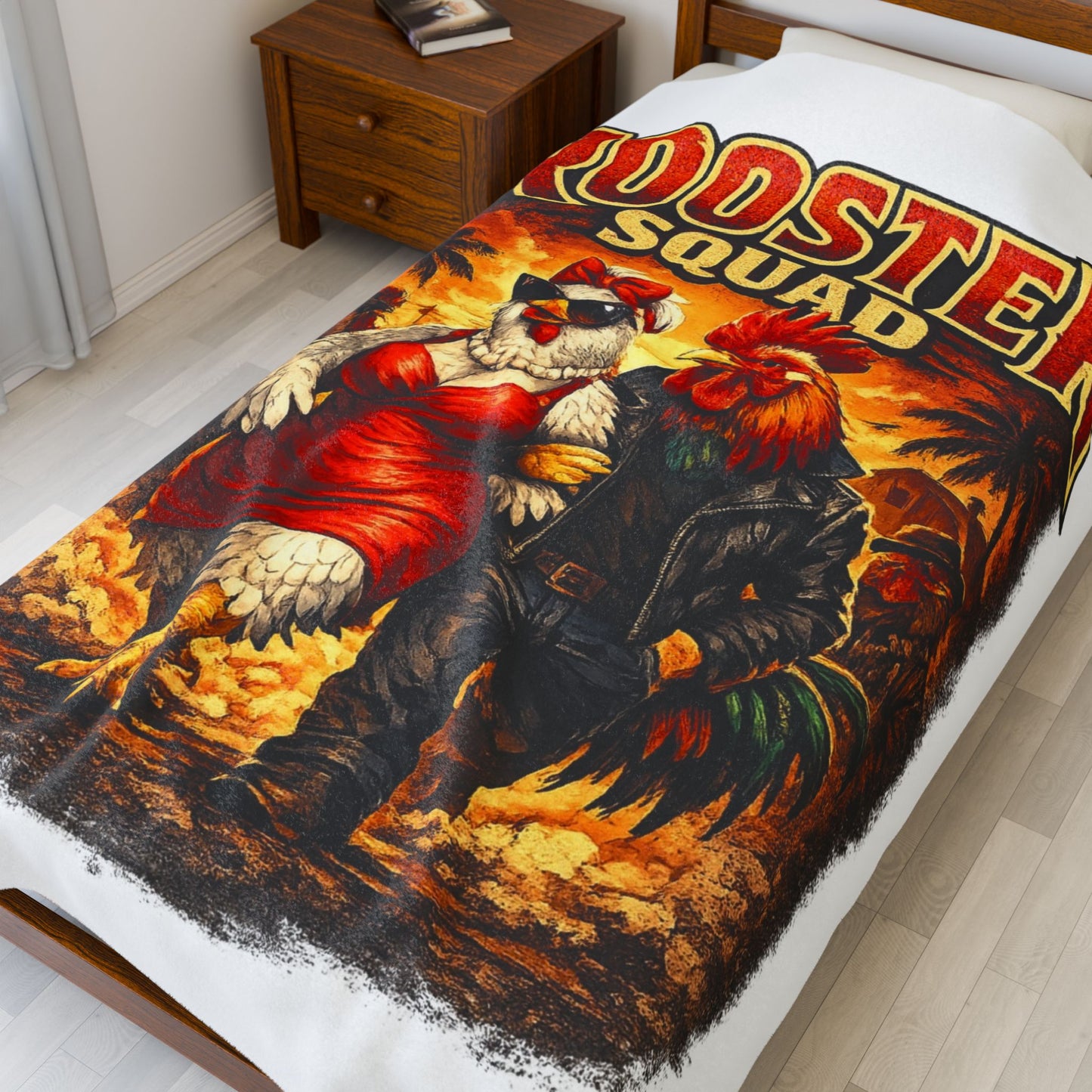 Rooster Squad Velveteen Plush Blanket — Cozy Farmhouse Throw for Chicken Lovers