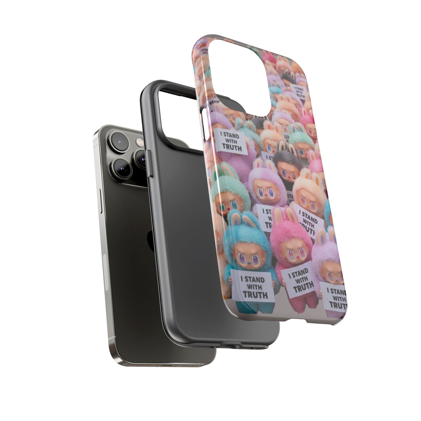Cute Labubu  Phone Case — "I Stand With Truth" Pastel Doll Design