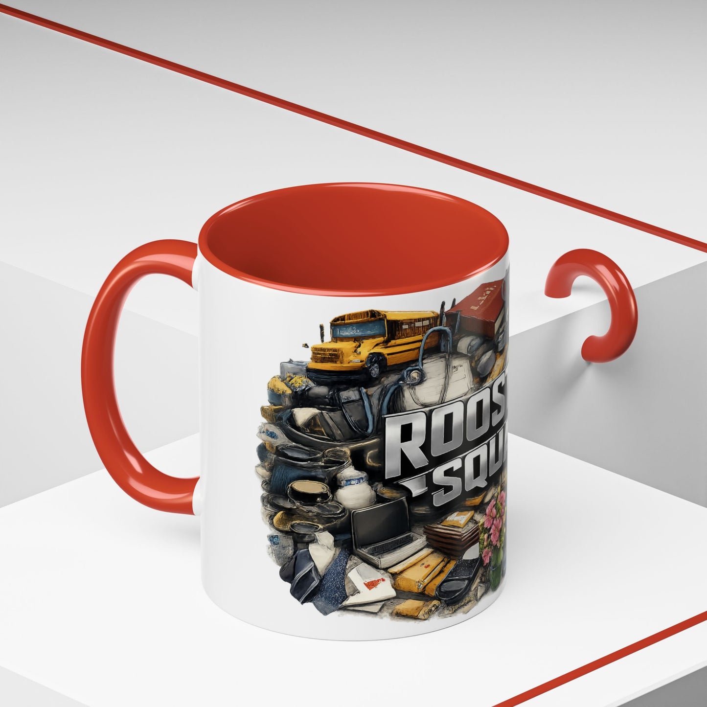 Rooster Squad Accent Coffee Mug — 'Rooster Squad, Loud and Proud' Bright Ceramic Mug