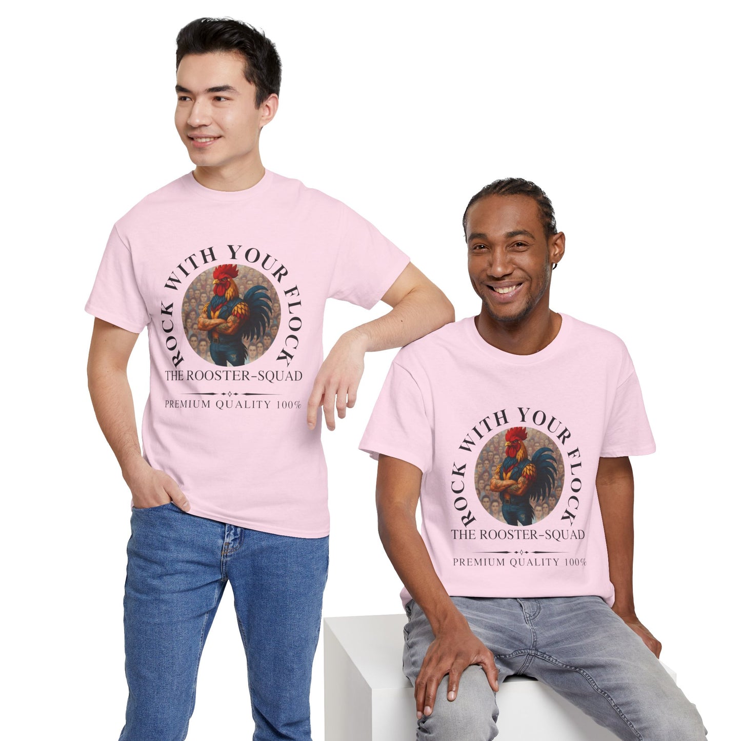 Rooster Squad Tee — "Rock With Your Flock" Vintage Rooster Graphic T-Shirt