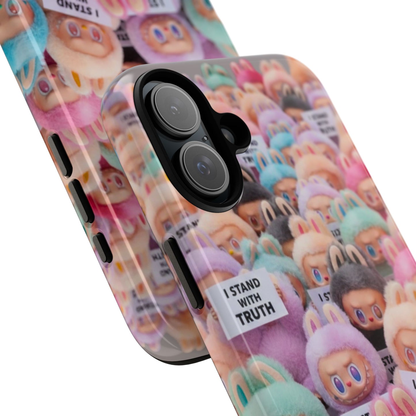 Cute Labubu  Phone Case — "I Stand With Truth" Pastel Doll Design