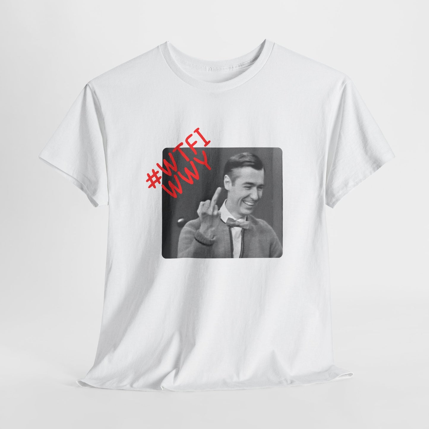 WTFIWWY Vintage Mr. Rodger Flip Tee — Retro Graphic T-Shirt