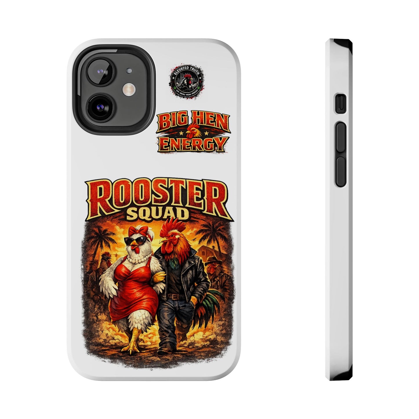 Rooster Squad Tough Phone Case – "Big Hen Energy" Retro Chicken Couple Design