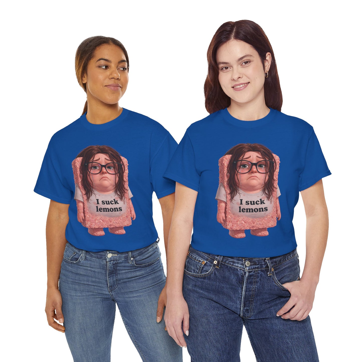 Graphic Tee — Cute Sad SPAM  Character with 'I suck lemons' Slogan