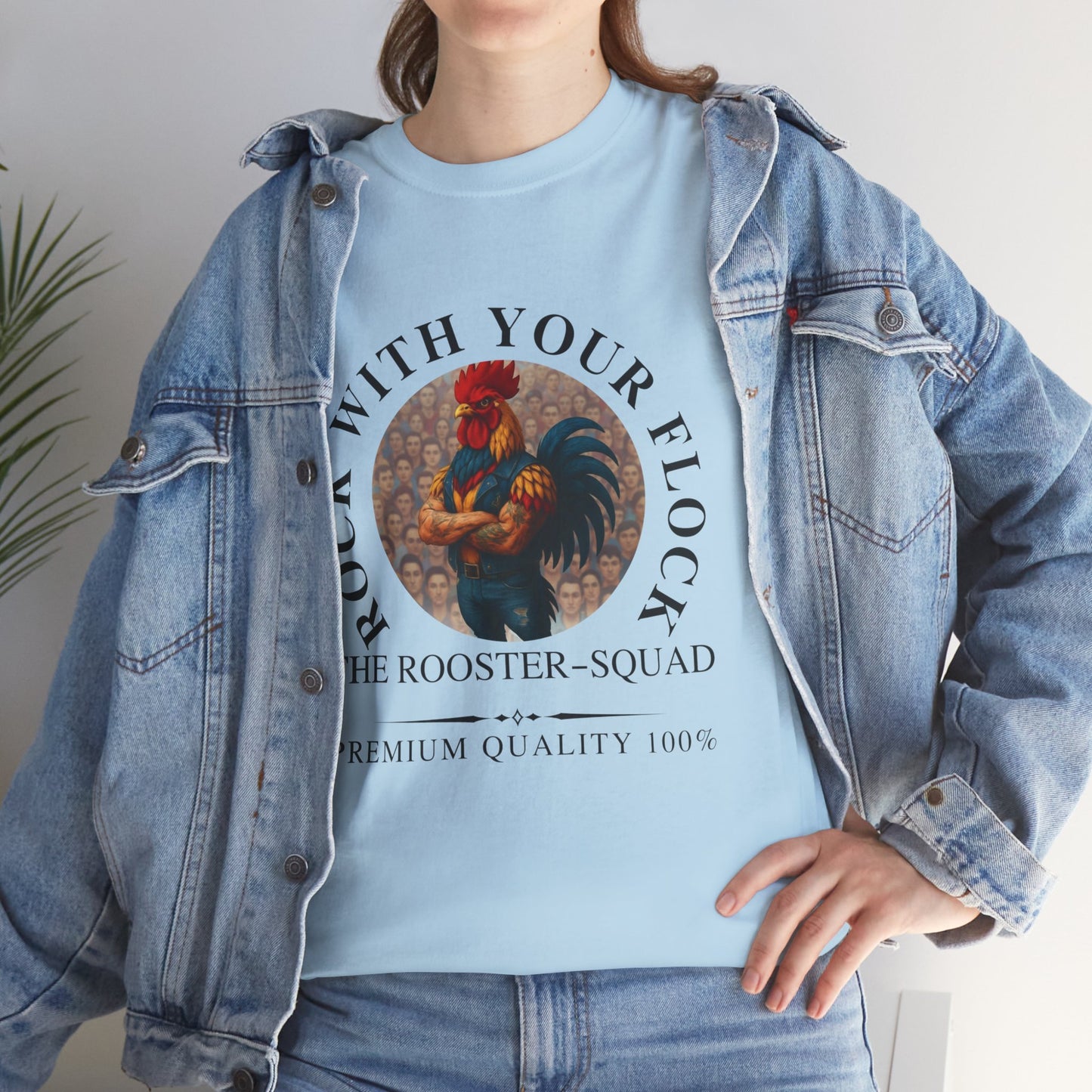 Rooster Squad Tee — "Rock With Your Flock" Vintage Rooster Graphic T-Shirt
