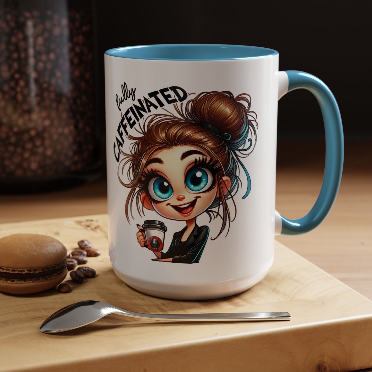 Funny Brown-Haired Girl Coffee Mug — "Messy Before Coffee, Fabulous After Coffee"