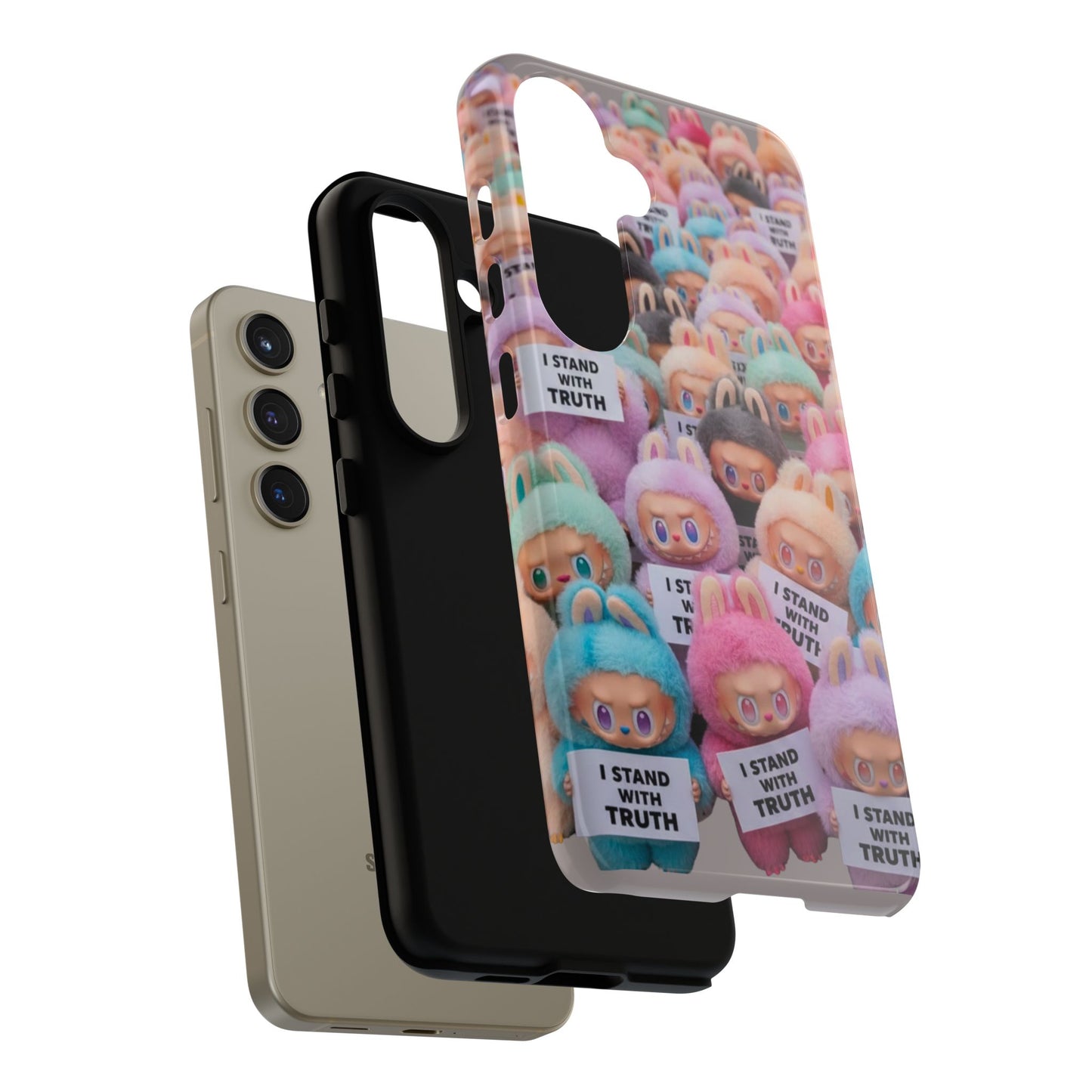 Cute Labubu  Phone Case — "I Stand With Truth" Pastel Doll Design