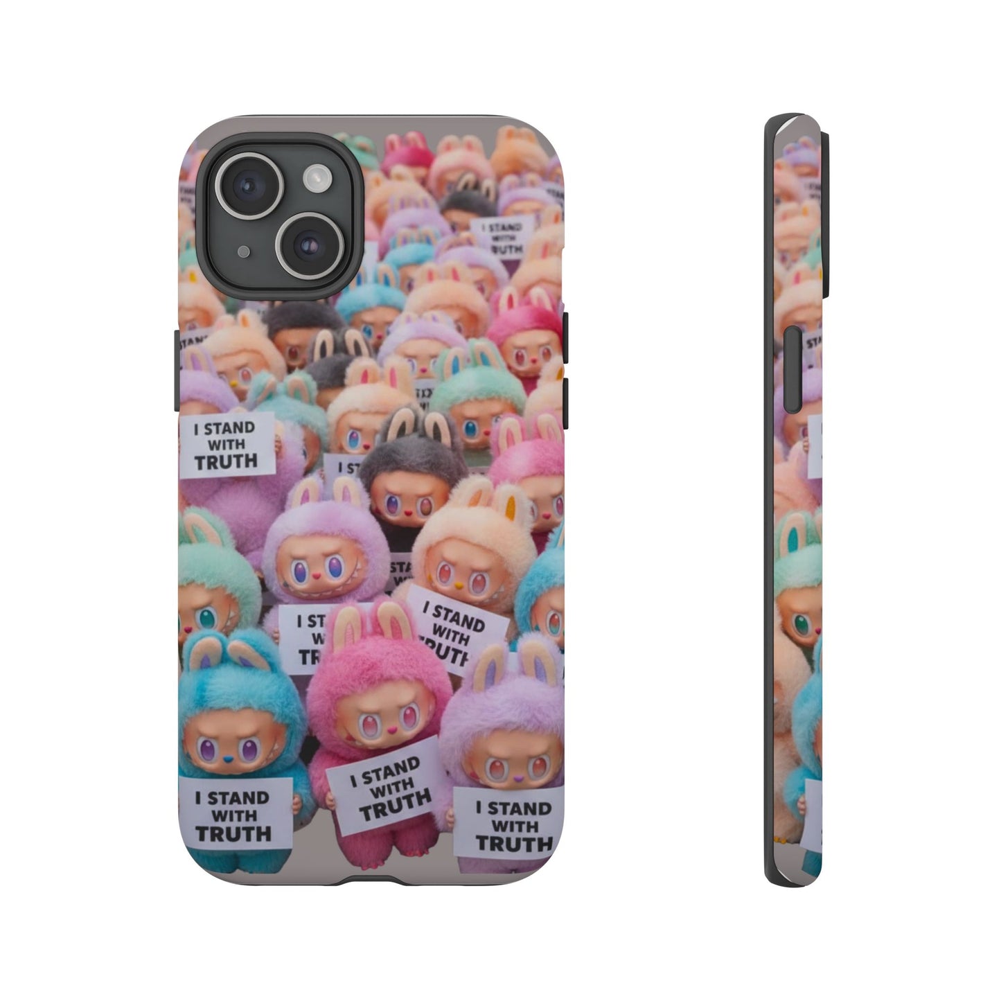 Cute Labubu  Phone Case — "I Stand With Truth" Pastel Doll Design