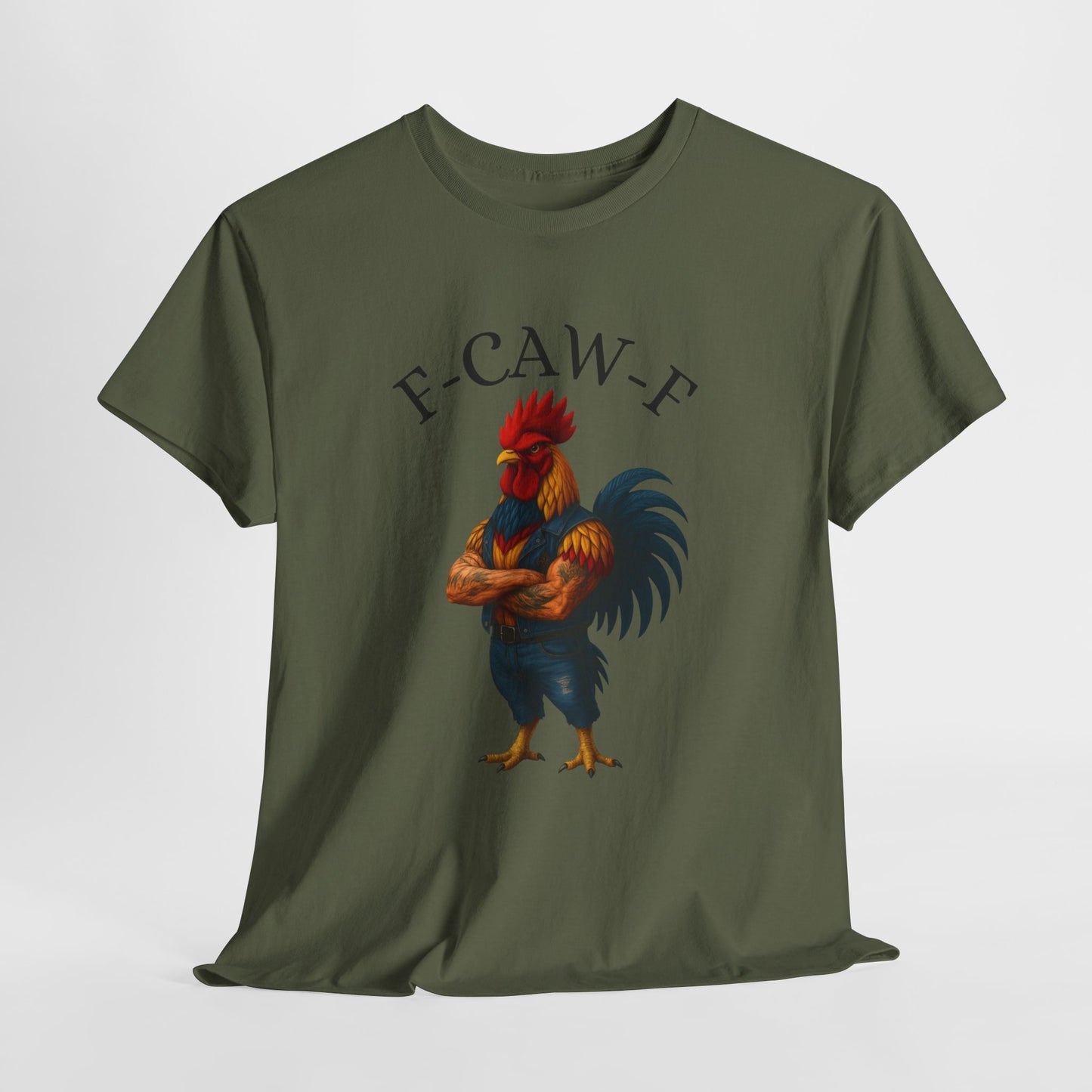 F-CAW-F Rooster Graphic Tee — Funny Rooster Illustration Shirt