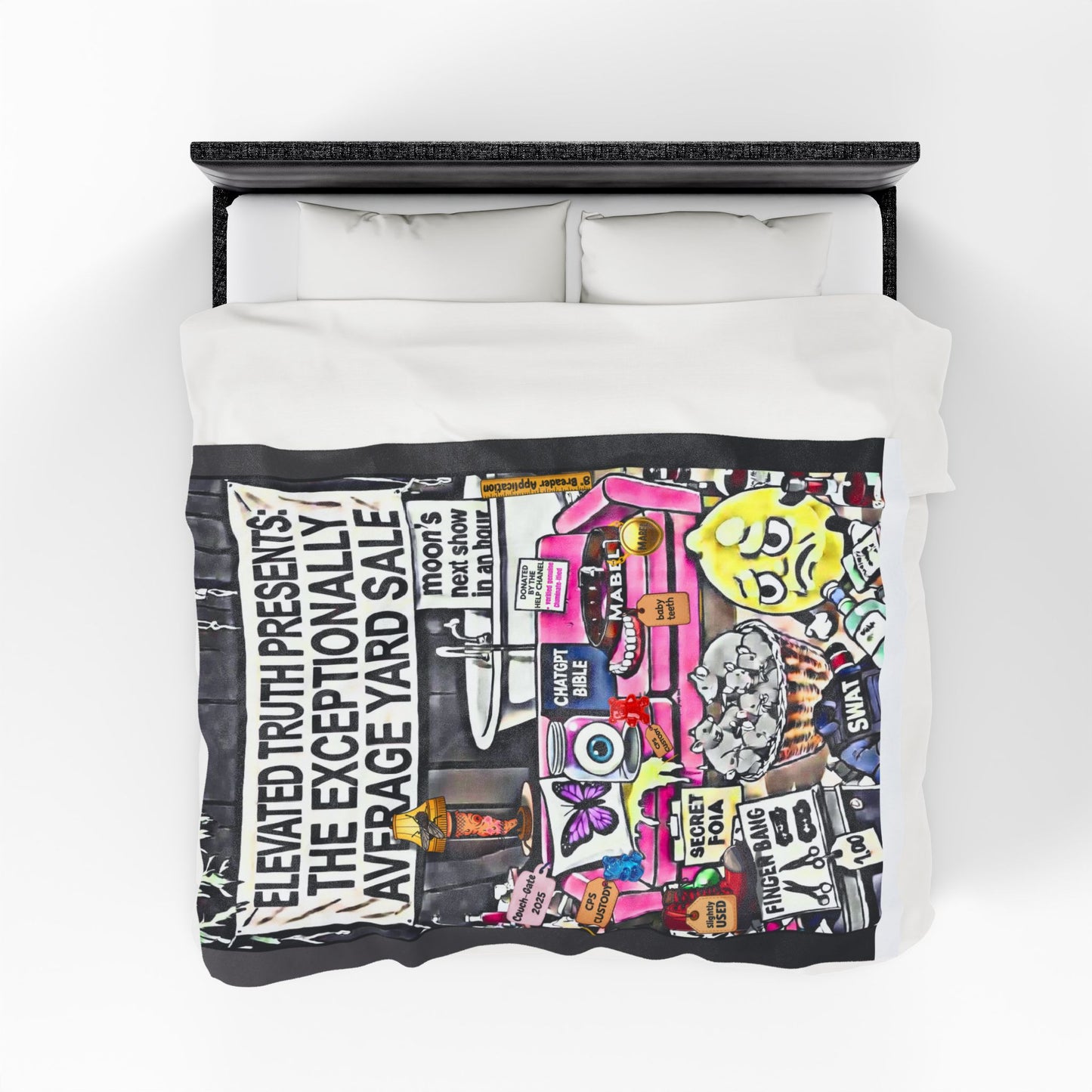 Velveteen Plush Blanket — 'Elevated Truths' Humorous Year‑End Yard Sale Design